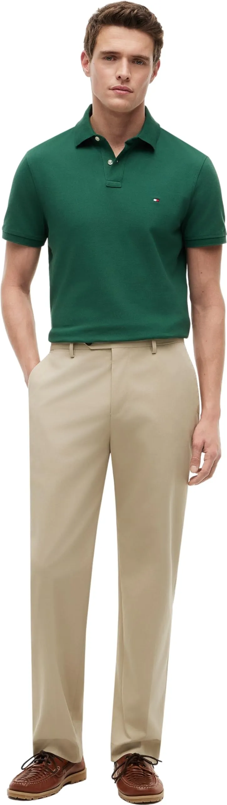 Tommy Hilfiger 1985 Regular Fit Short Sleeve Polo Shirt, Street Green, M - immagine 4