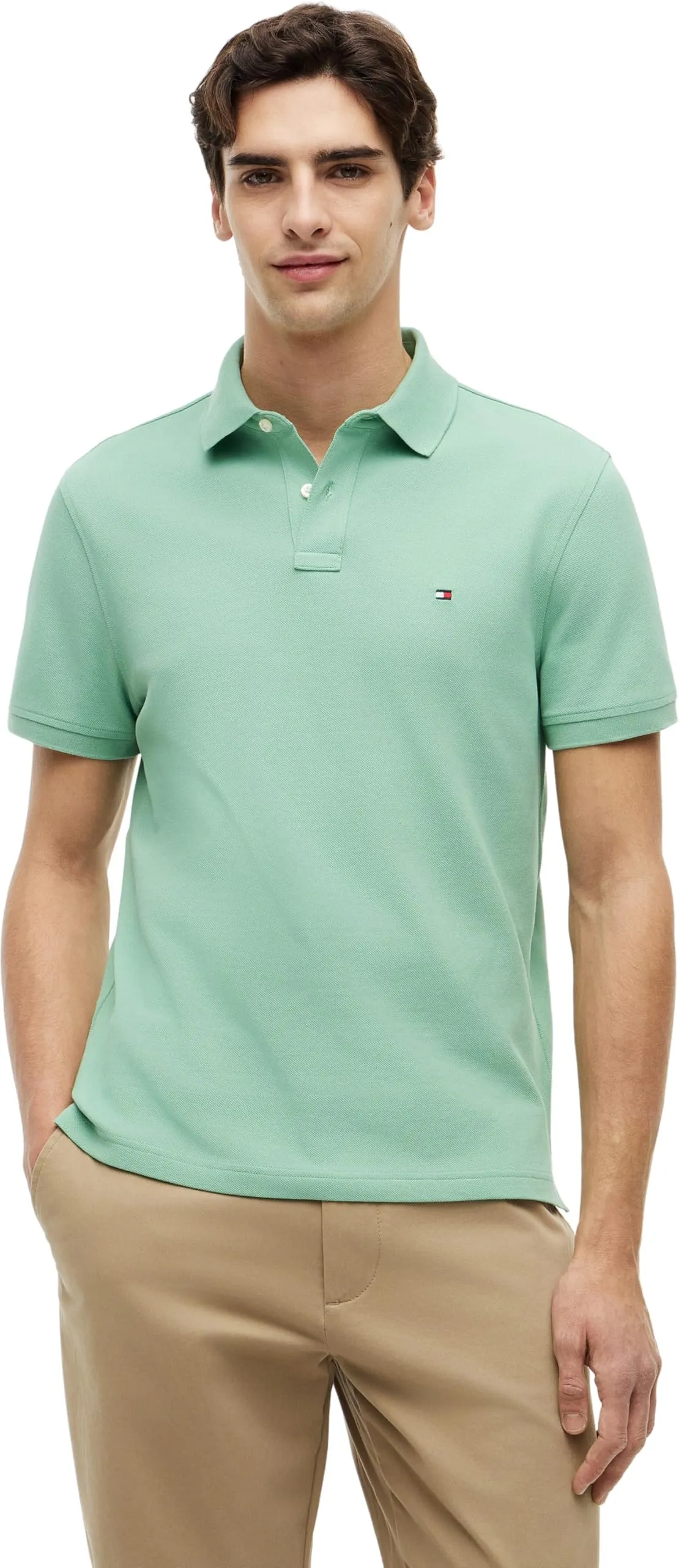 Tommy Hilfiger 1985 Regular Fit Short Sleeve Polo Shirt, Cut Grass, XS - immagine 1