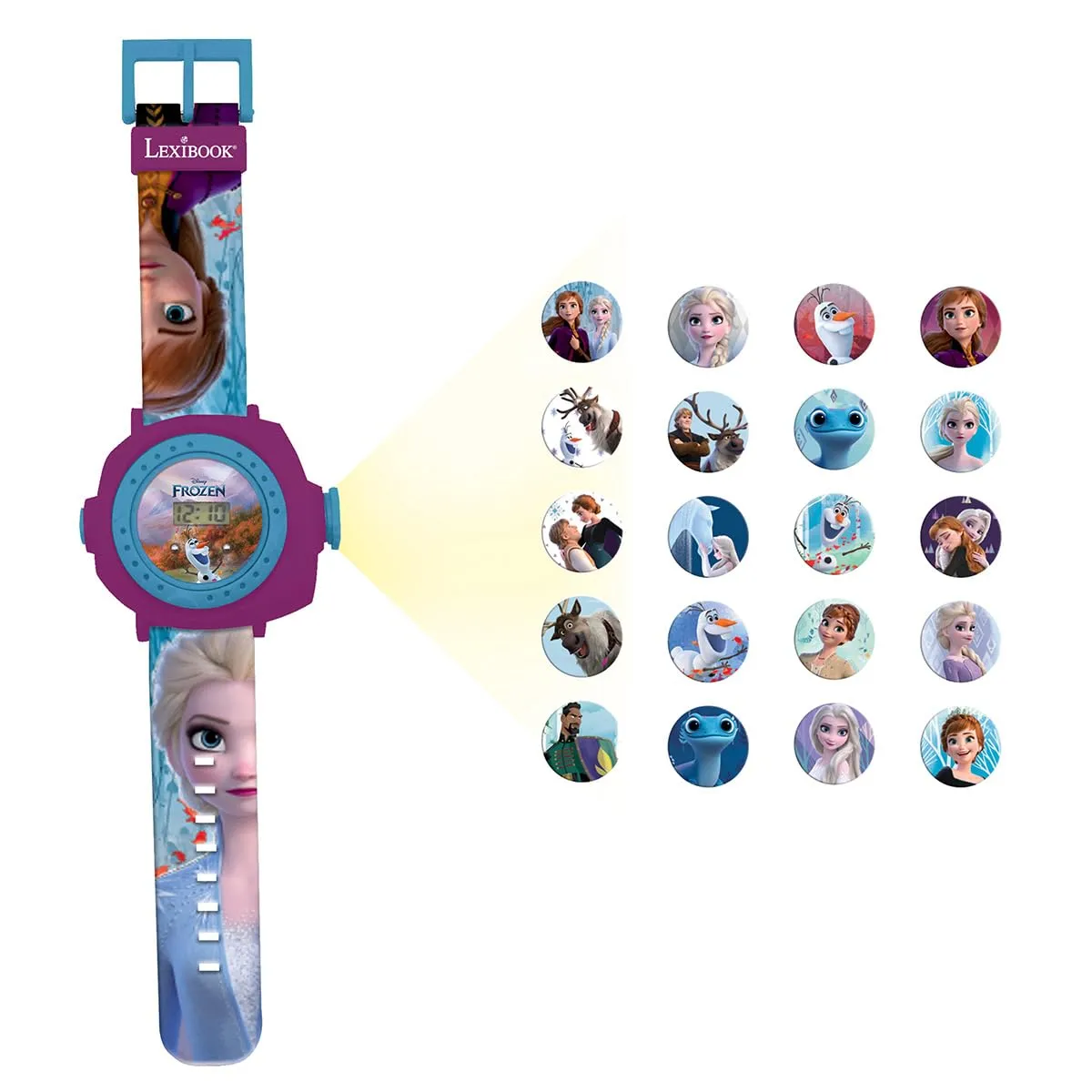 Lexibook Frozen 2 Orologio con Proiettore Digitale - Blu e Viola - DMW050FZLXB - immagine 2