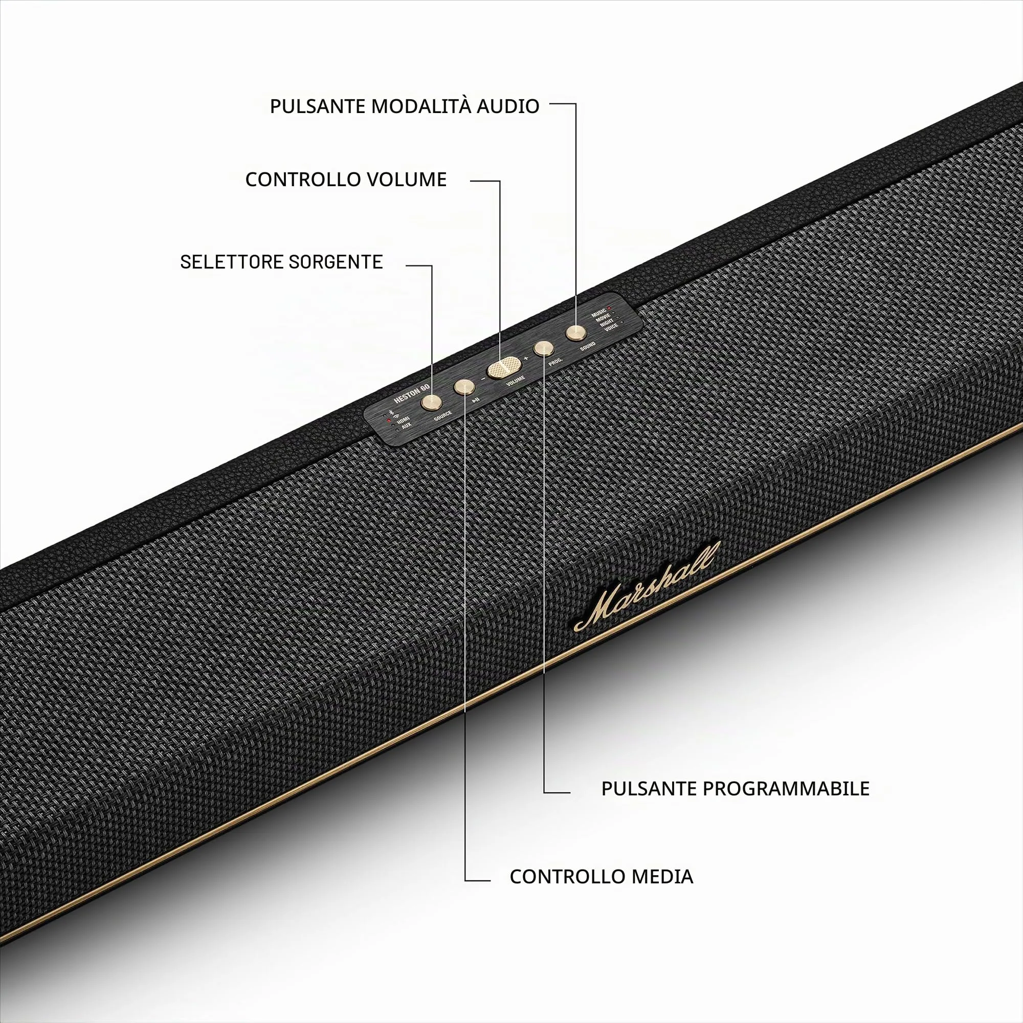 Marshall Heston 60 TV Soundbar - Nero - immagine 6