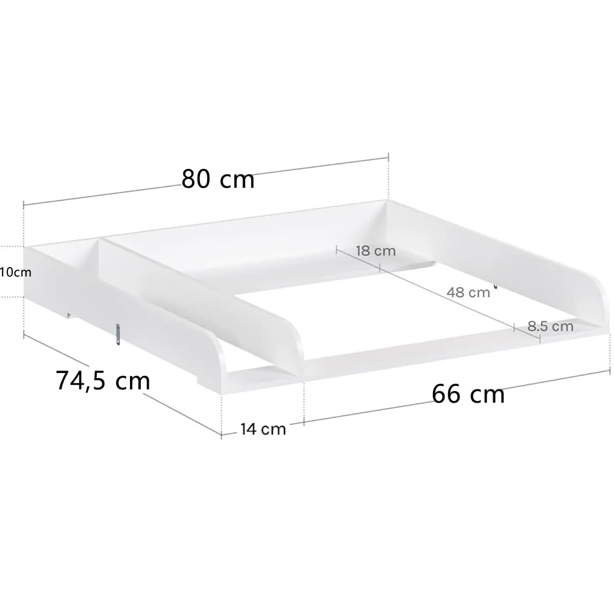 WOLTU Fasciatoio per Cassettiera Universale WT003, Bianco, 80x74.5x8.5cm - immagine 3
