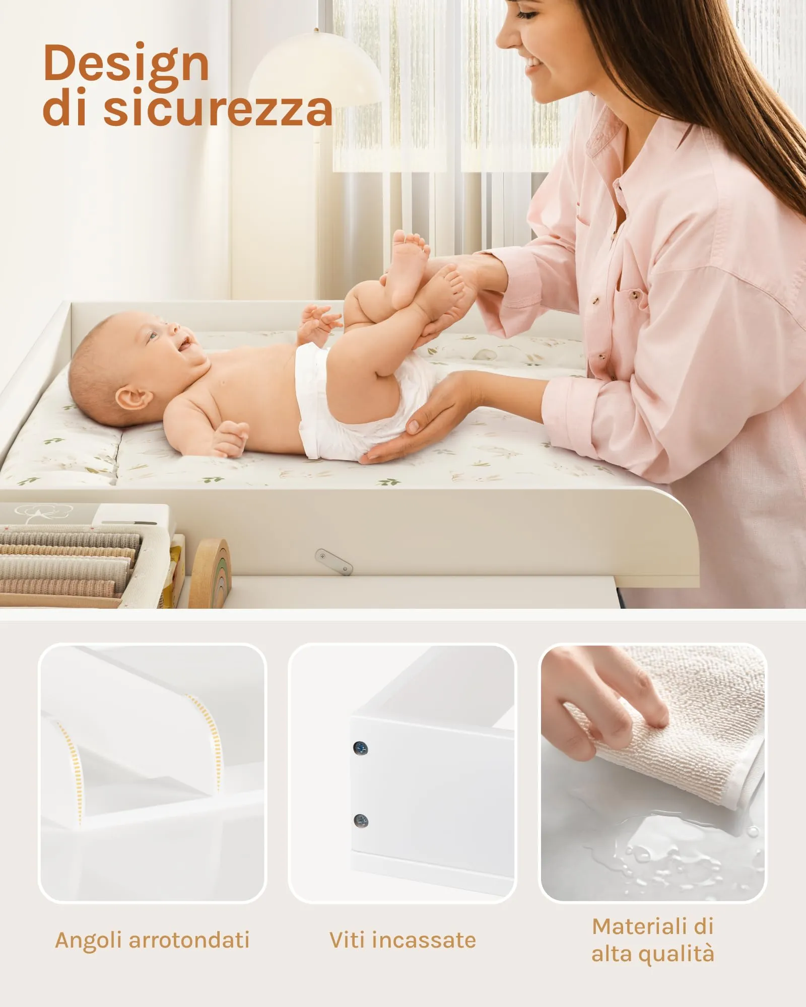 WOLTU Fasciatoio per Cassettiera Universale WT003, Bianco, 80x74.5x8.5cm - immagine 6