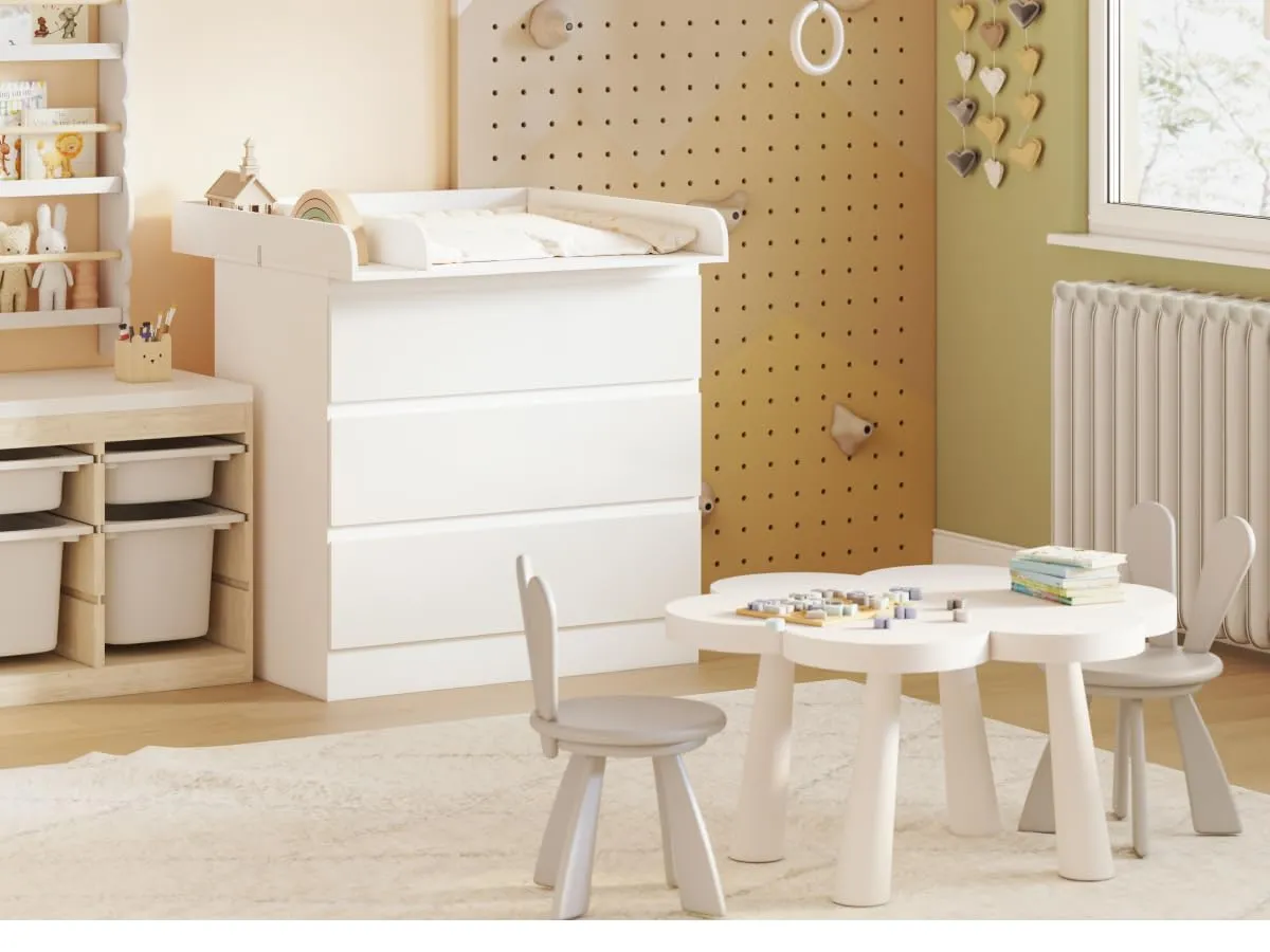 WOLTU Fasciatoio per Cassettiera Universale WT003, Bianco, 80x74.5x8.5cm - immagine 9