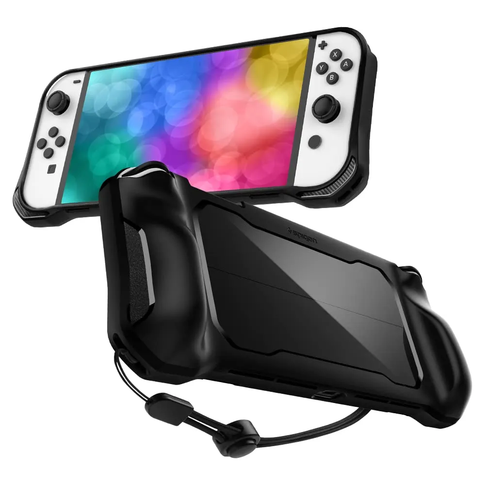 Spigen Rugged Armor Custodia Rigida per Nintendo Switch OLED - Nero - immagine 1