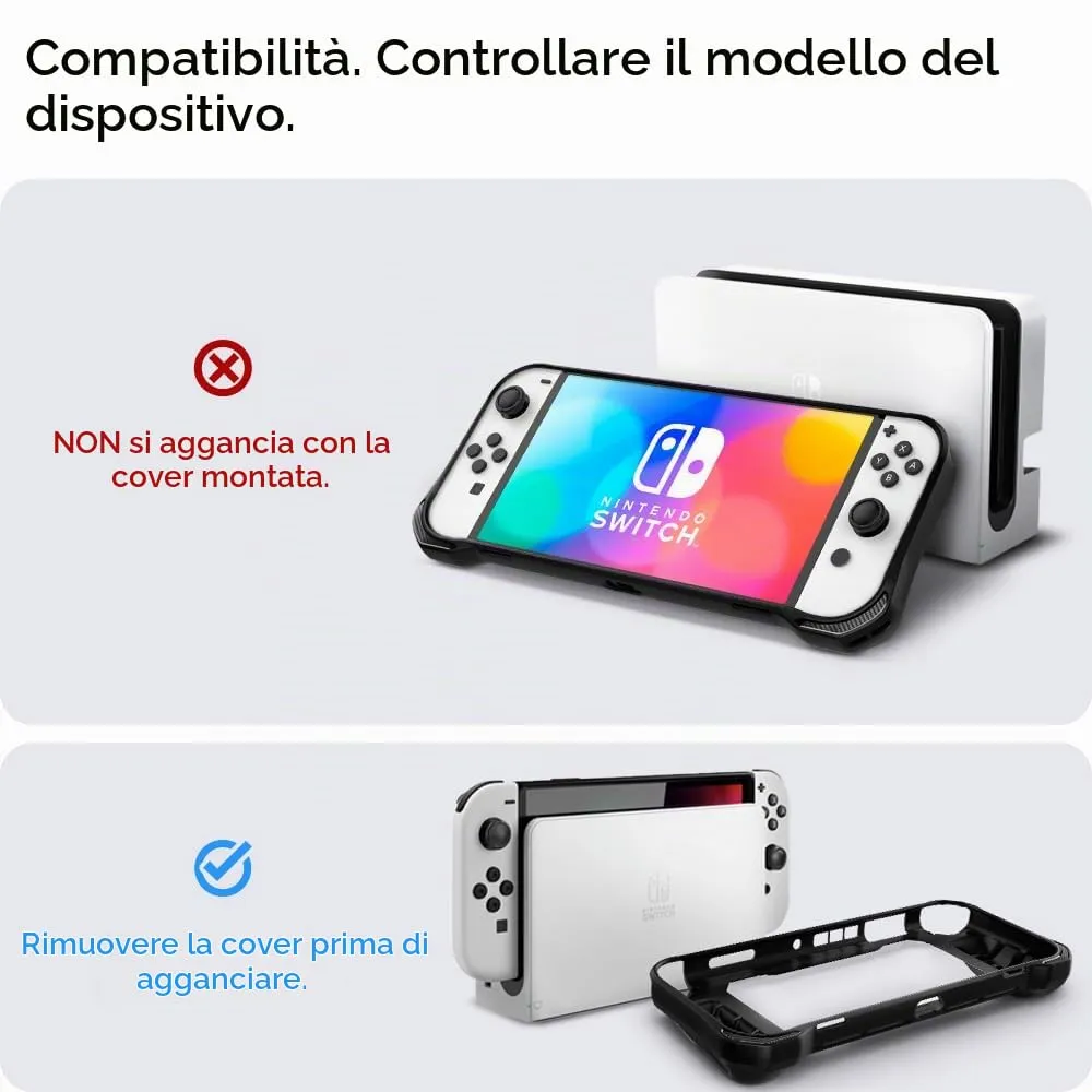 Spigen Rugged Armor Custodia Rigida per Nintendo Switch OLED - Nero - immagine 2