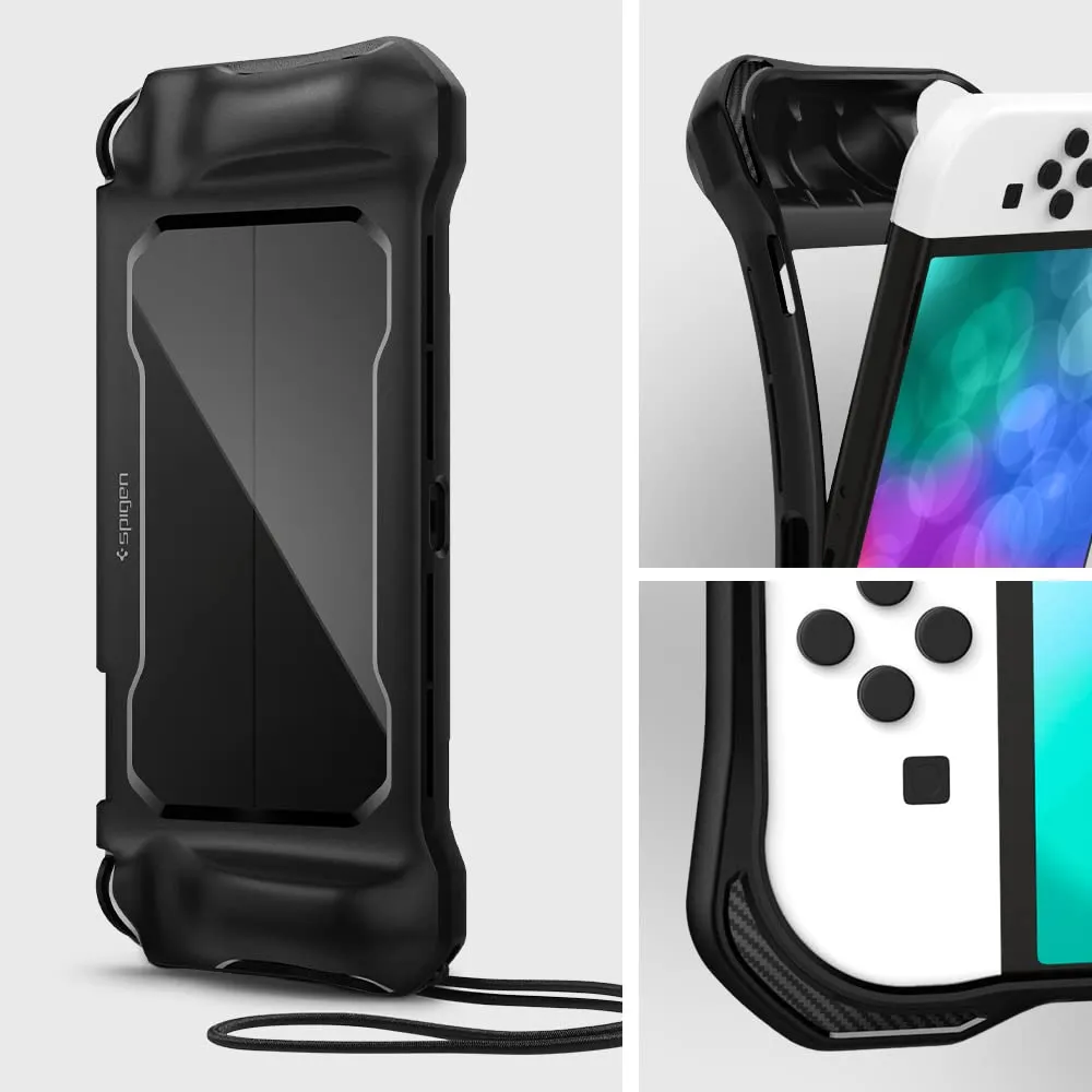 Spigen Rugged Armor Custodia Rigida per Nintendo Switch OLED - Nero - immagine 3