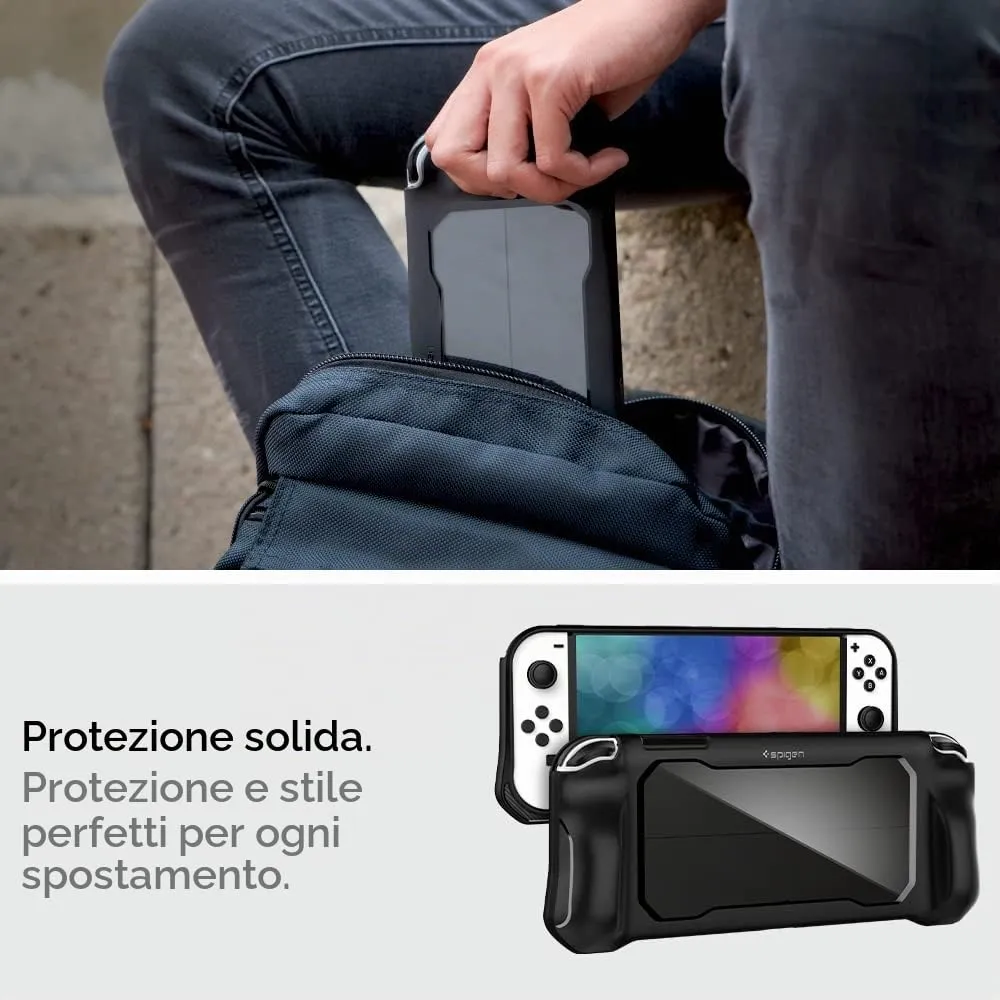 Spigen Rugged Armor Custodia Rigida per Nintendo Switch OLED - Nero - immagine 5