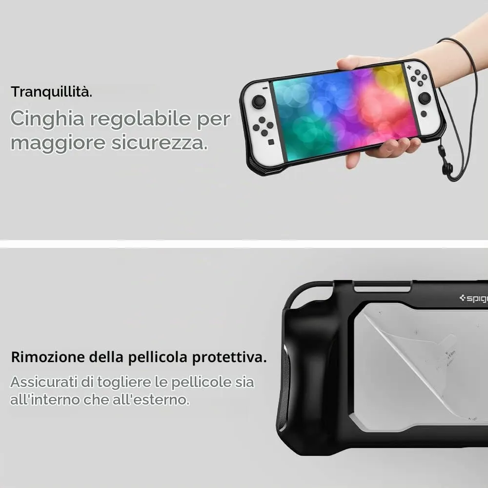 Spigen Rugged Armor Custodia Rigida per Nintendo Switch OLED - Nero - immagine 6