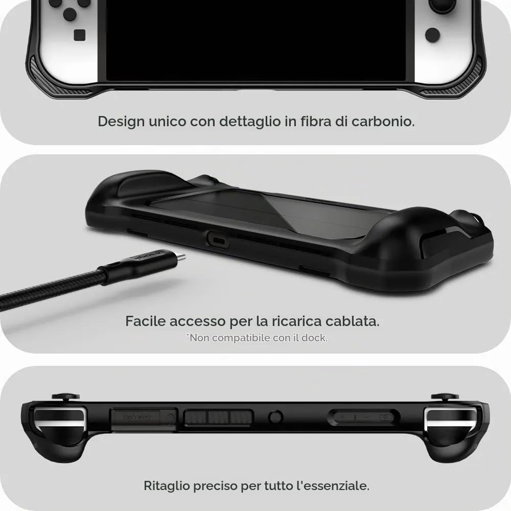 Spigen Rugged Armor Custodia Rigida per Nintendo Switch OLED - Nero - immagine 7