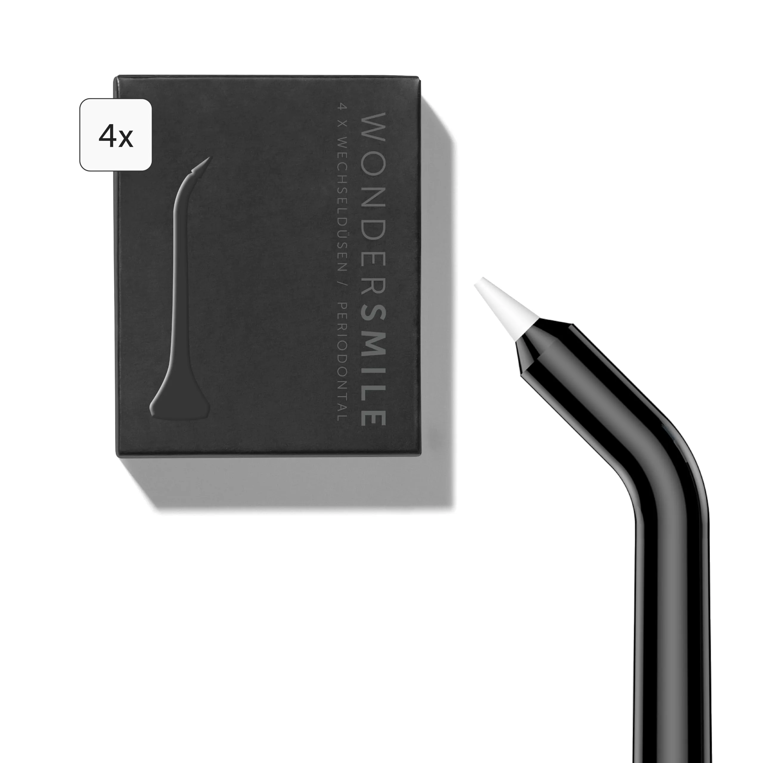 WonderSmile Ugello periodontale per irrigatore orale Waterflow, Tecnologia SmoothFlow, Nero, confezione da 4 - immagine 1