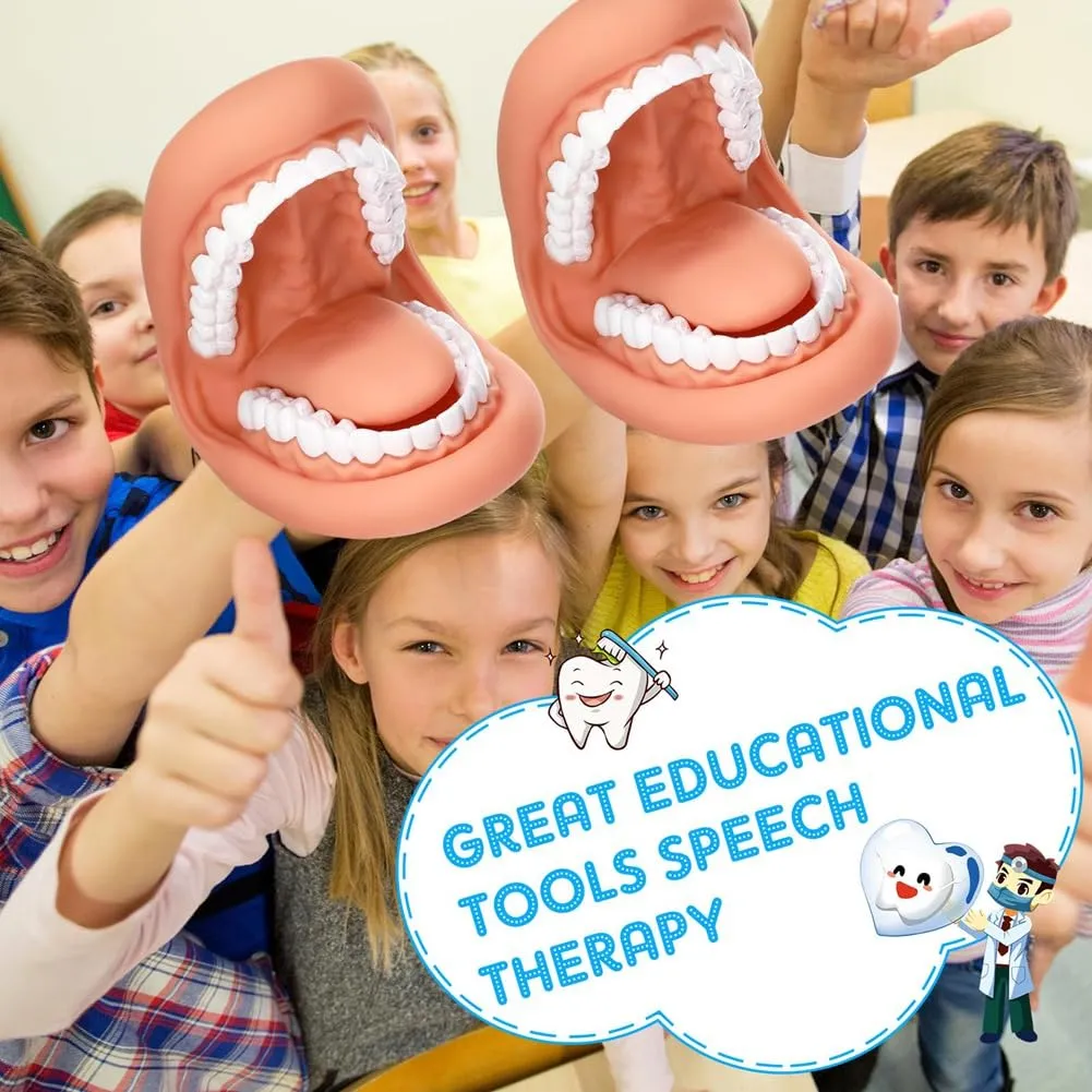 Gokelomg Modello di Bocca con Lingua e Denti, Marionetta Educativa con Spazzolino da Denti per Apprendimento e Logopedia - immagine 5