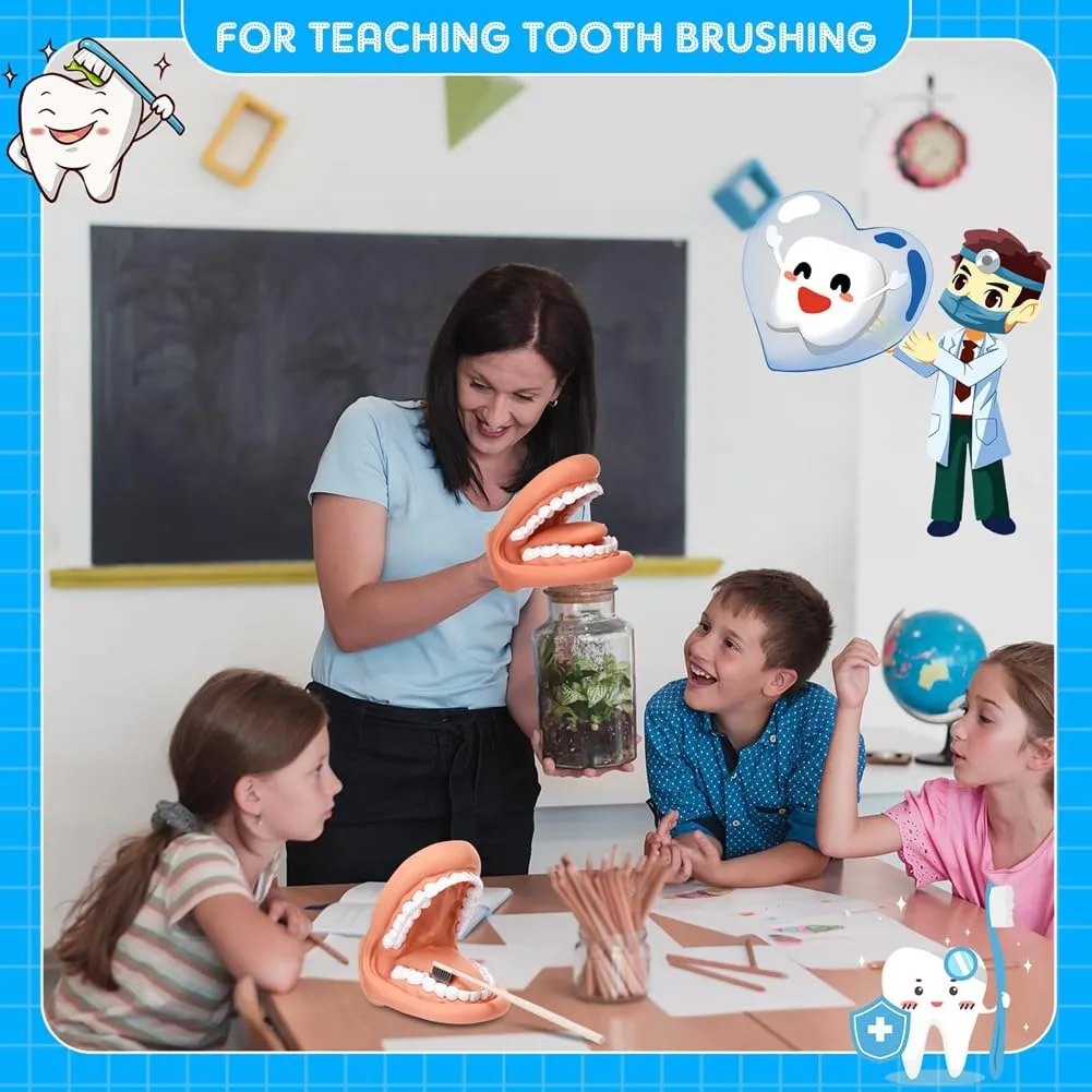 Gokelomg Modello di Bocca con Lingua e Denti, Marionetta Educativa con Spazzolino da Denti per Apprendimento e Logopedia - immagine 6