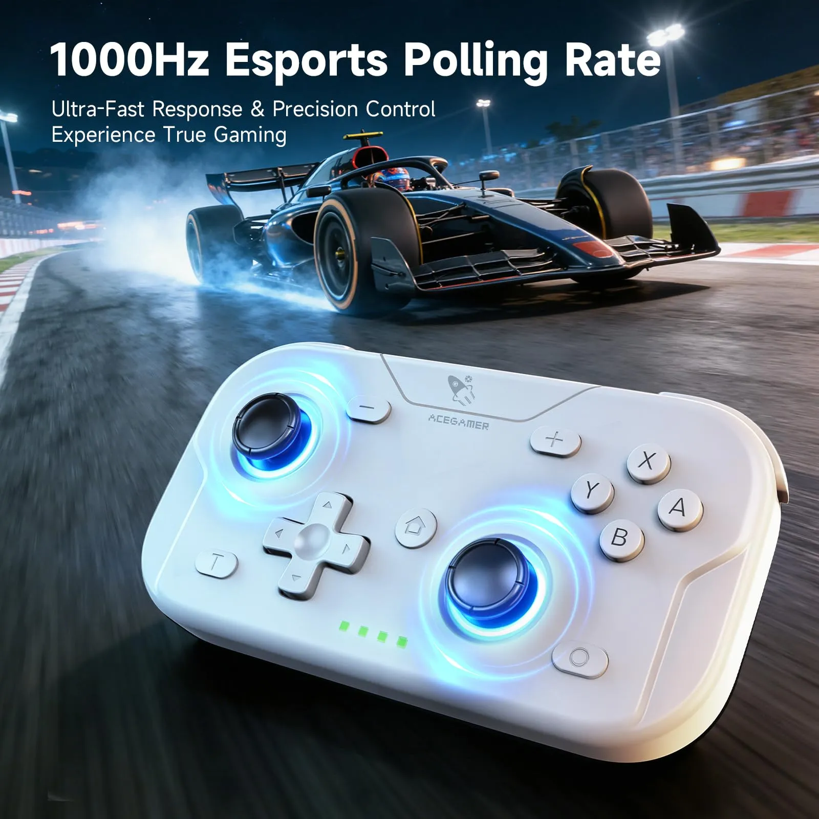 AceGamer Pocket Controller Wireless for Switch 2, Switch, PC, iOS, Android - Mini Gamepad with Turbo and 6-Axis Gyroscope (White) - immagine 3