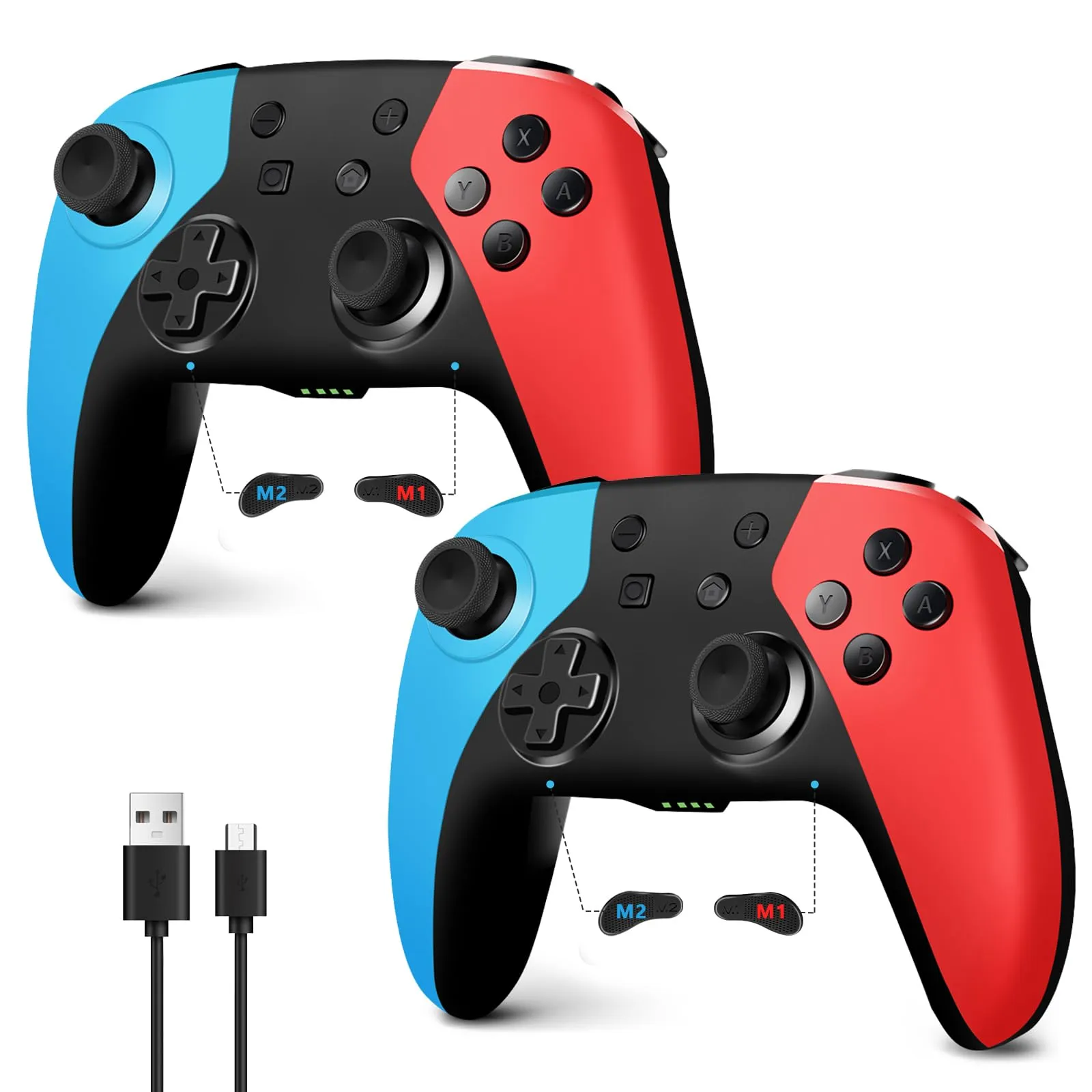 AceGamer Wireless Pro Controller (2-Pack) for Switch 2, Switch, Lite, and OLED - Hall Effect Joysticks, 6-Axis Gyro, Programmable Buttons, and Vibration - immagine 1