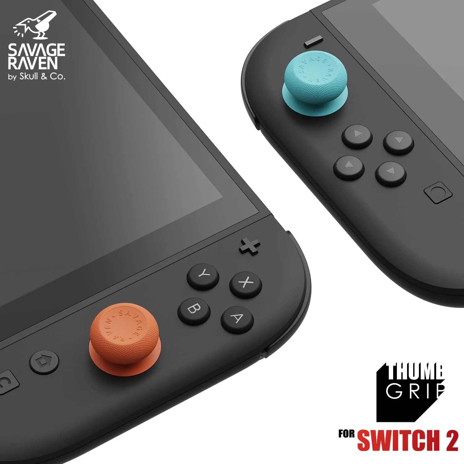 Savage Raven by Skull & Co. CQC Thumb Grip Set for Nintendo Switch 2 Joy-con Controller - Blue and Light Yellow, 3 Pairs (6pcs) - immagine 2