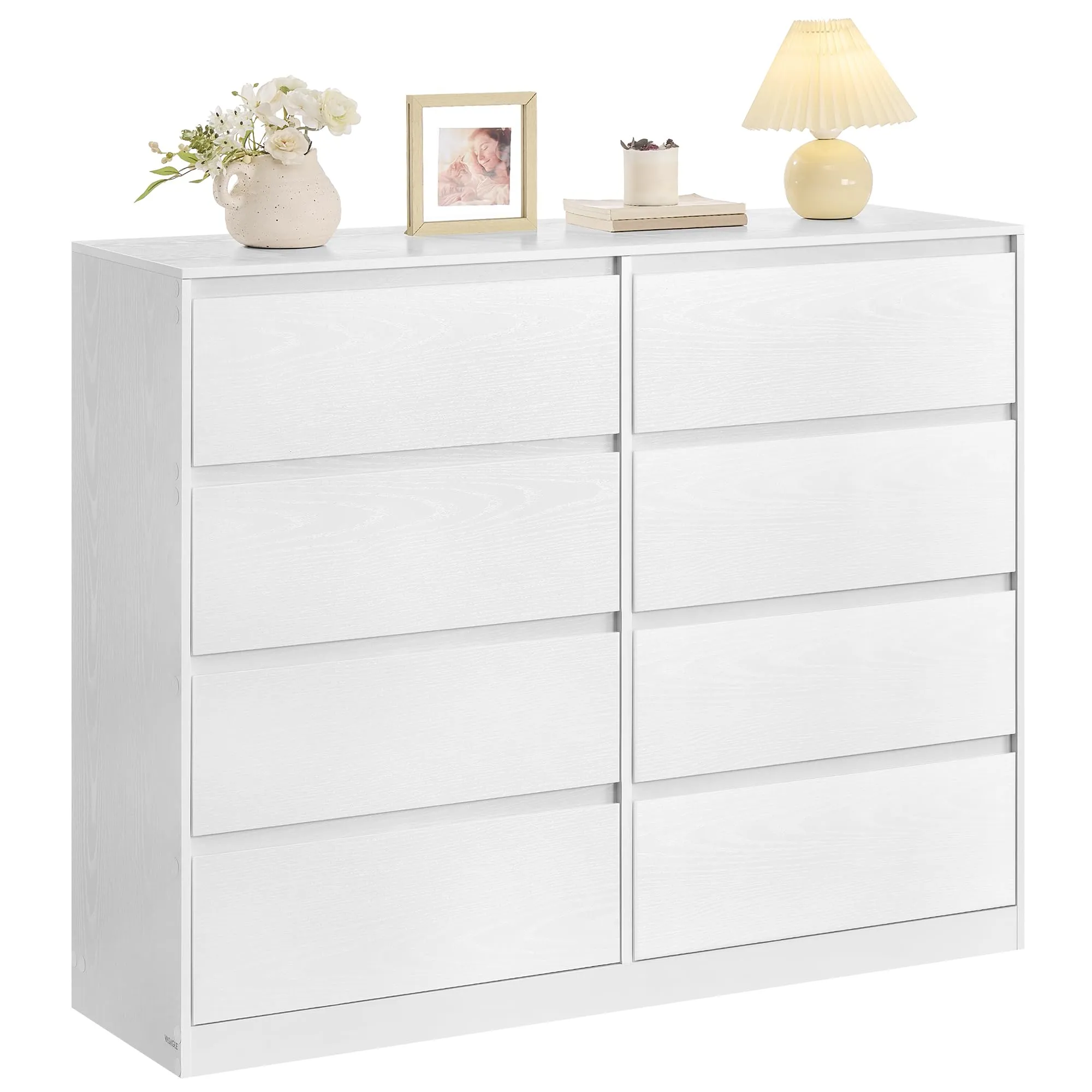 VASAGLE KAILYN Cassettiera con 8 Cassetti, 40 x 119,4 x 97,5 cm, Bianco LTS618WE01 - immagine 1