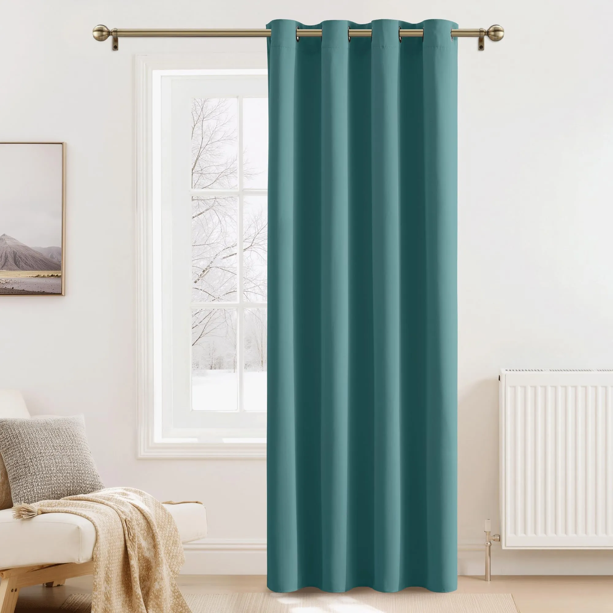 PONY DANCE Tende Oscuranti Termiche con Anelli, 1 Pezzo 140 x 240 cm, Sea Teal - immagine 1