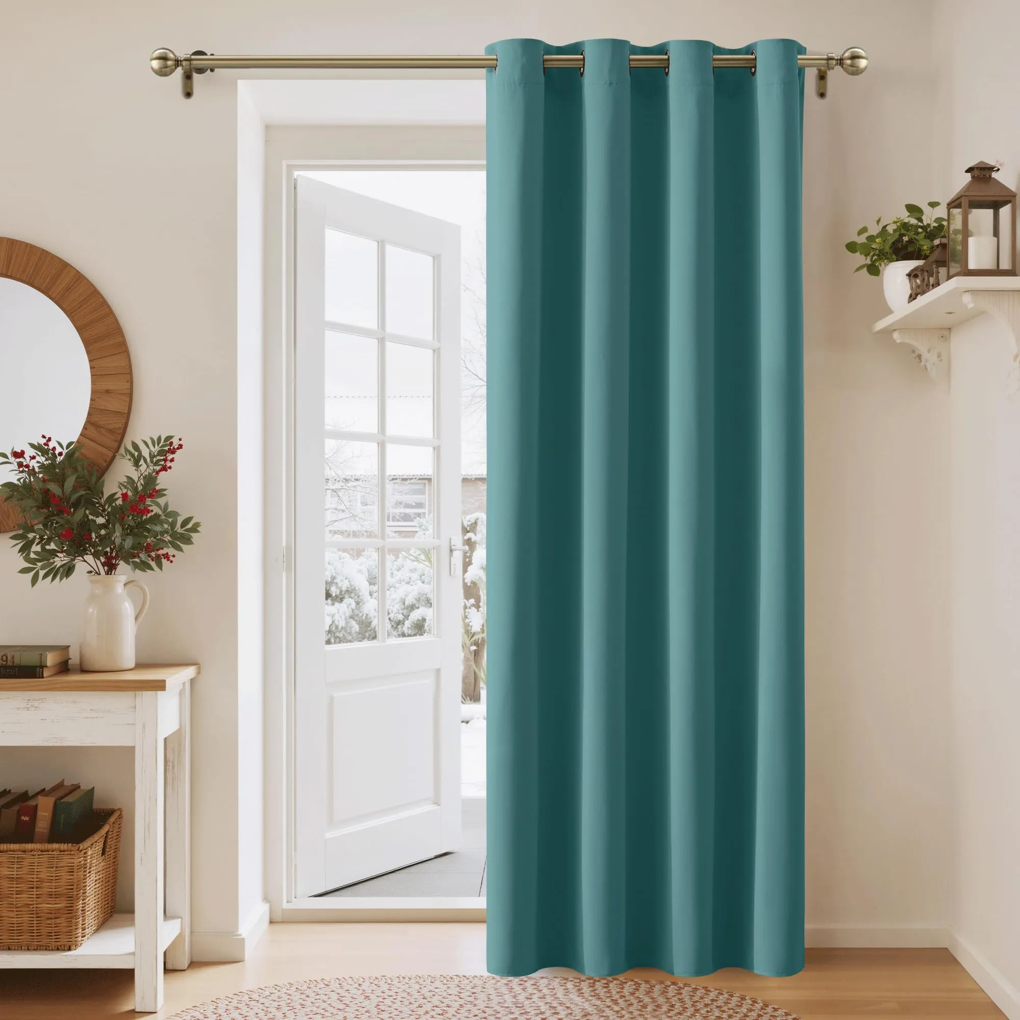 PONY DANCE Tende Oscuranti Termiche con Anelli, 1 Pezzo 140 x 240 cm, Sea Teal - immagine 4