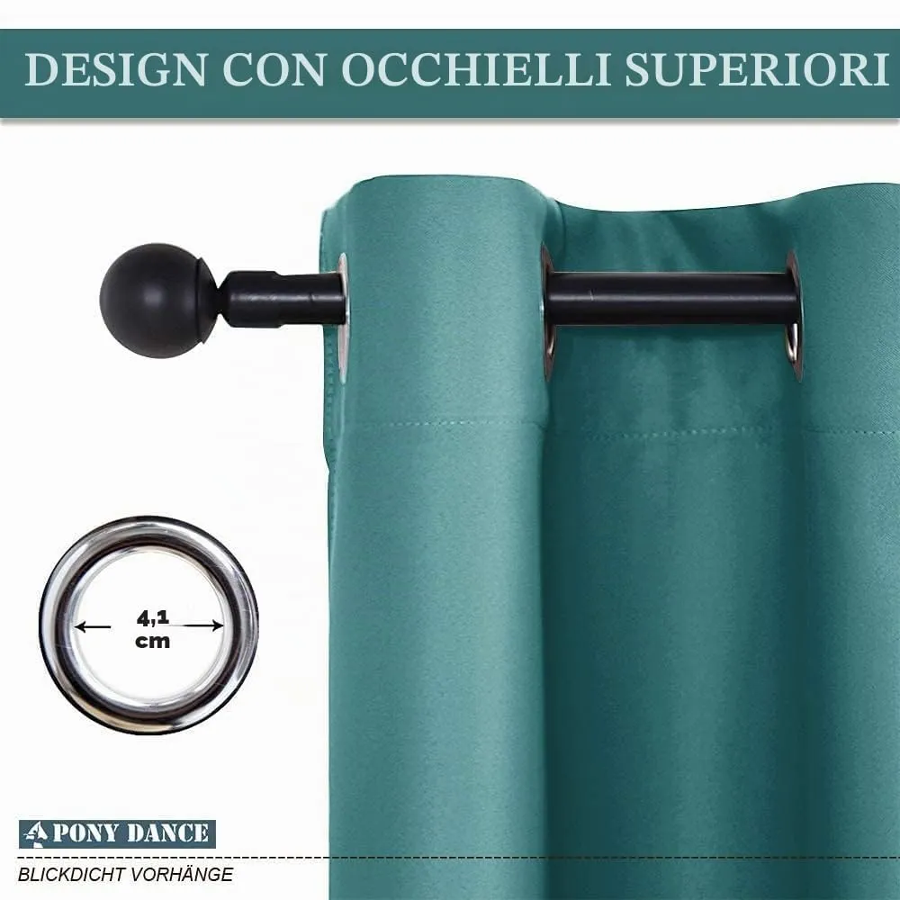 PONY DANCE Tende Oscuranti Termiche con Anelli, 1 Pezzo 140 x 240 cm, Sea Teal - immagine 7