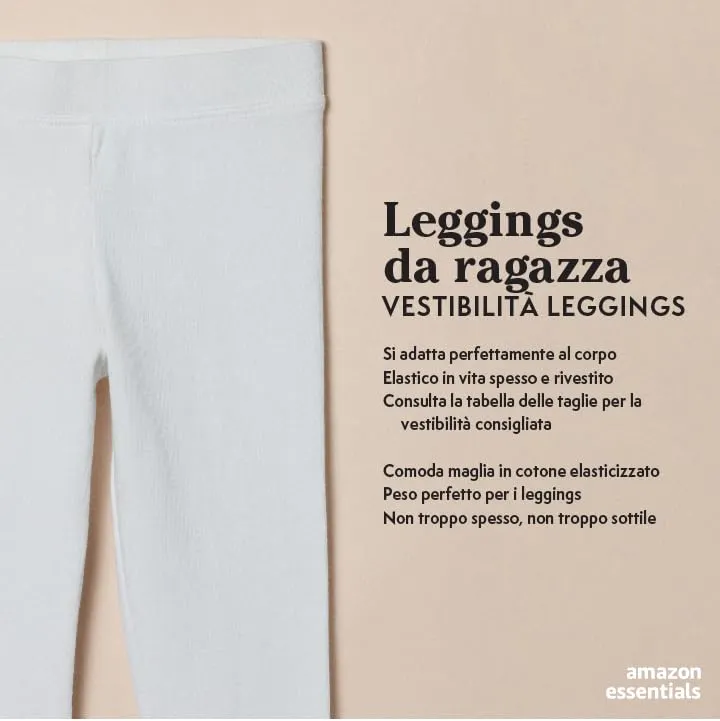 Amazon Essentials Leggings Bambine e Ragazze, Pacco da 3, Nero, 3 Anni - immagine 2
