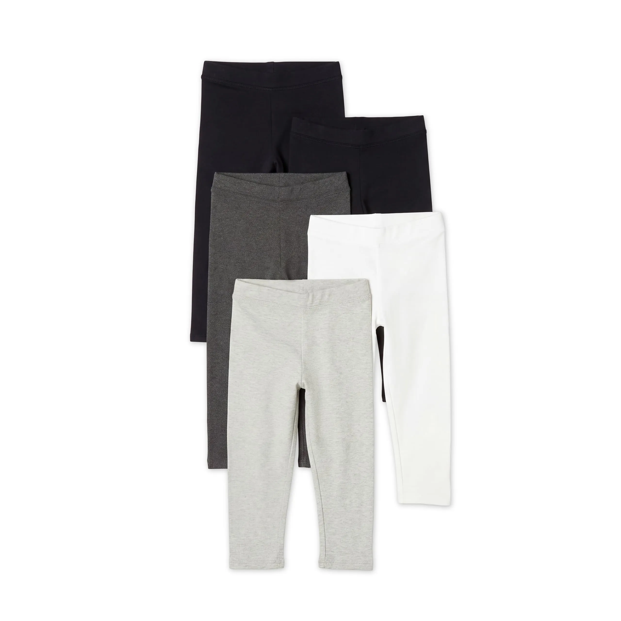 Amazon Essentials Leggings Bambine e Ragazze, Pacco da 5, Bianco/Grigio Chiaro/Grigio Scuro/Nero, 2 Anni - immagine 1