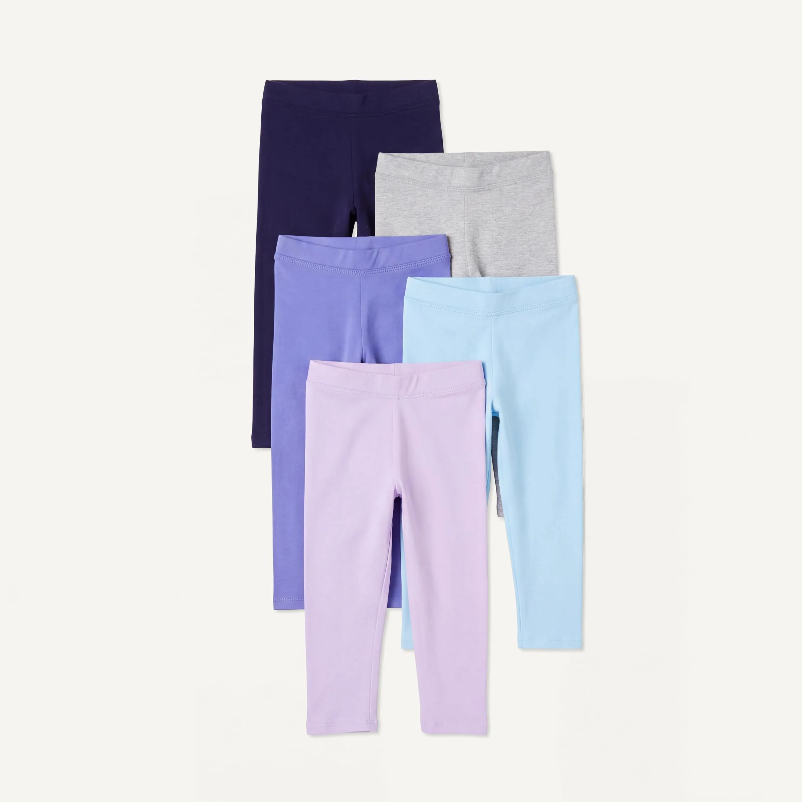 Amazon Essentials Leggings Bambine e Ragazze, Pacco da 5, Blu Acqua/Blu Marino/Grigio/Lilla/Porpora, 8-9 Anni - immagine 1