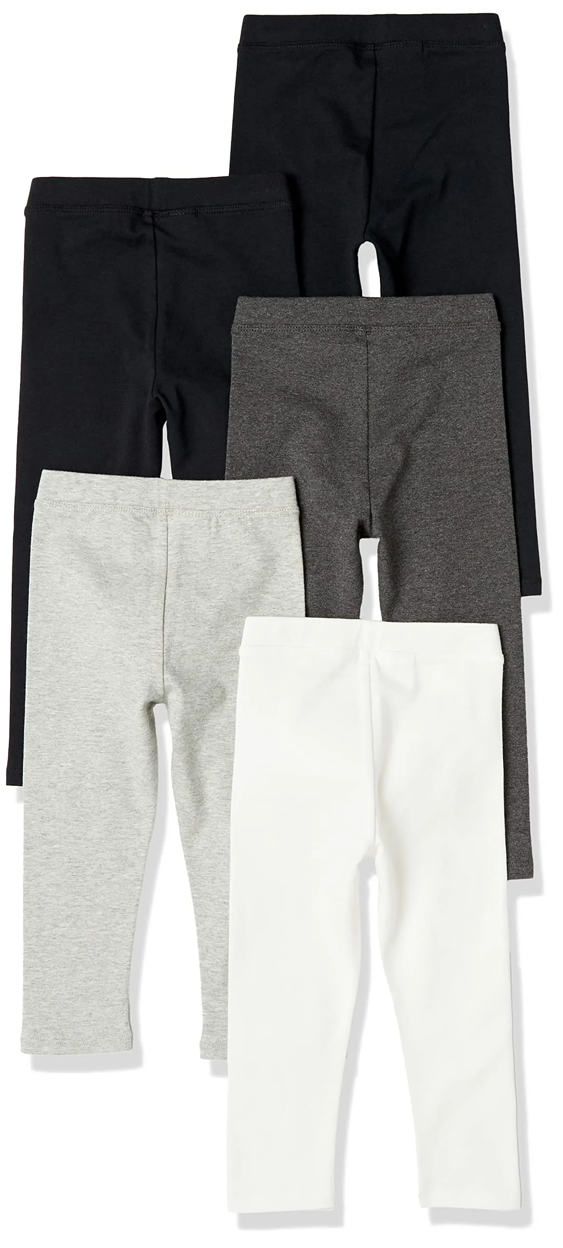 Amazon Essentials Leggings Bambine e Ragazze, Pacco da 5, Bianco/Grigio Chiaro/Grigio Scuro/Nero, 7-8 Anni - immagine 2