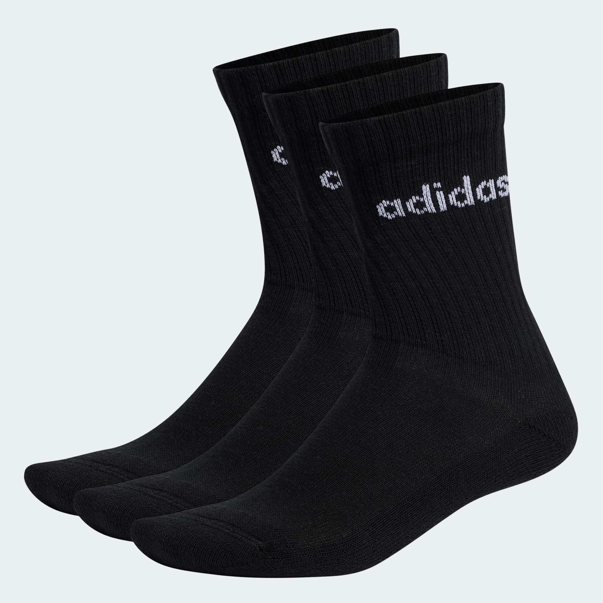 adidas Linear Crew Cushioned Socks, 3 Pairs, Black / White, 40-42 - immagine 2