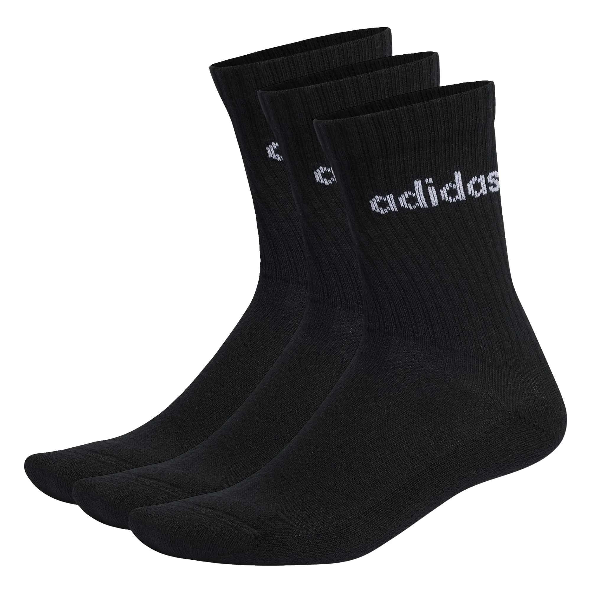 adidas Linear Crew Cushioned Socks, 3 Pairs, Black / White, 40-42 - immagine 3
