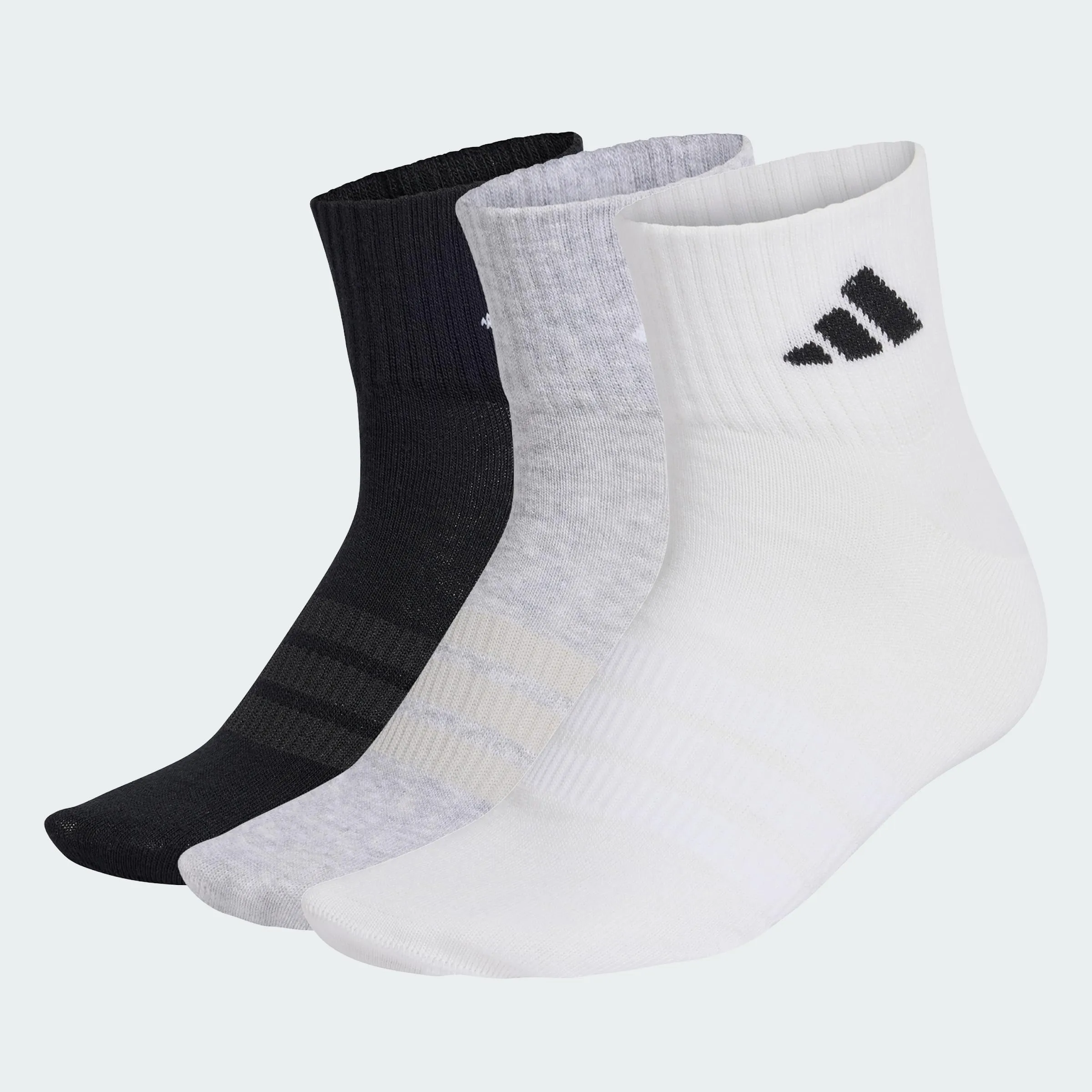 adidas Thin&Light Sportswear Ankle Socks, 3 Pair Pack, Medium Grey Heather/White/Black, 45-48 - immagine 3