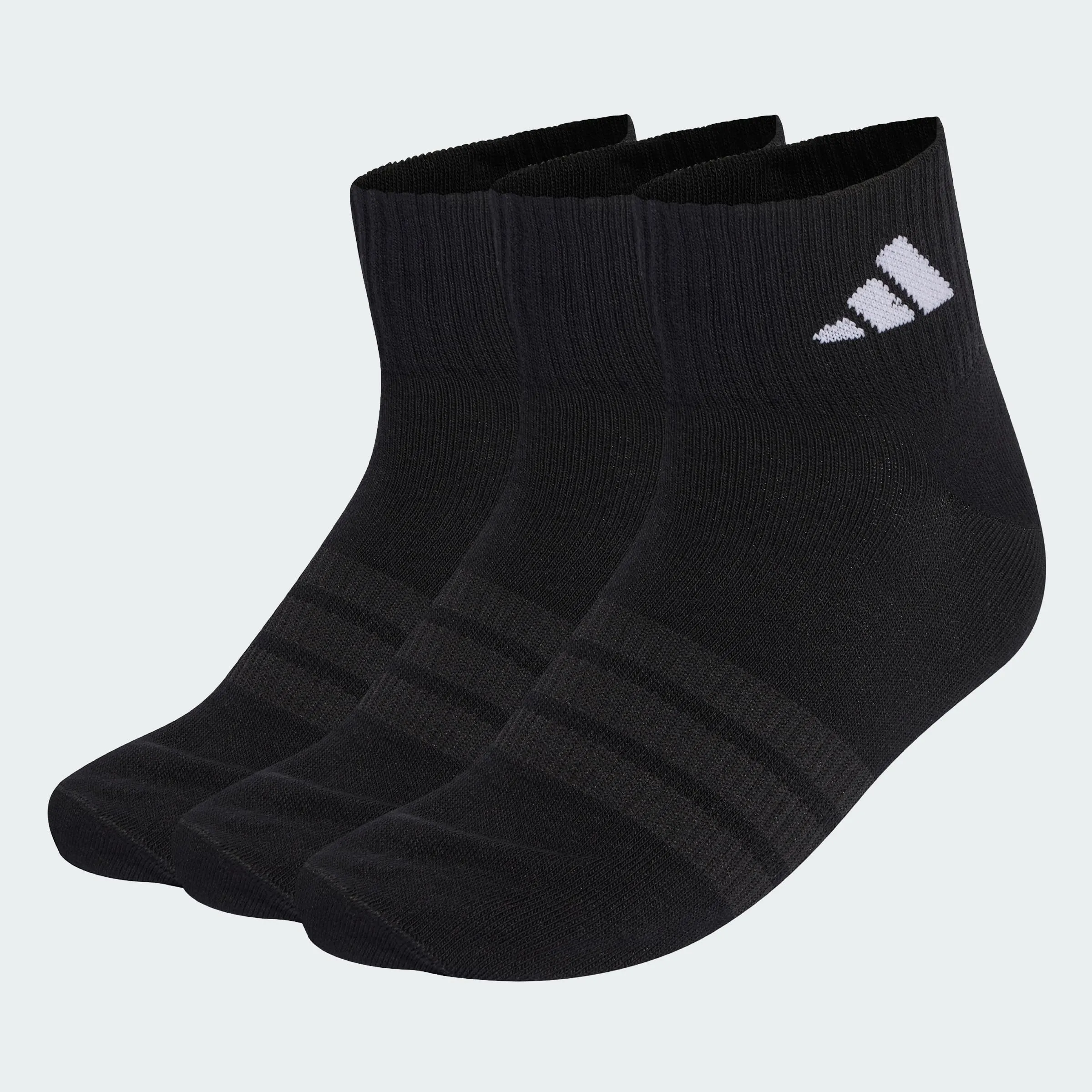 adidas Thin&Light Sportswear Ankle Socks, 3 Pair Pack, Black/Black/White, 37-40 - immagine 3