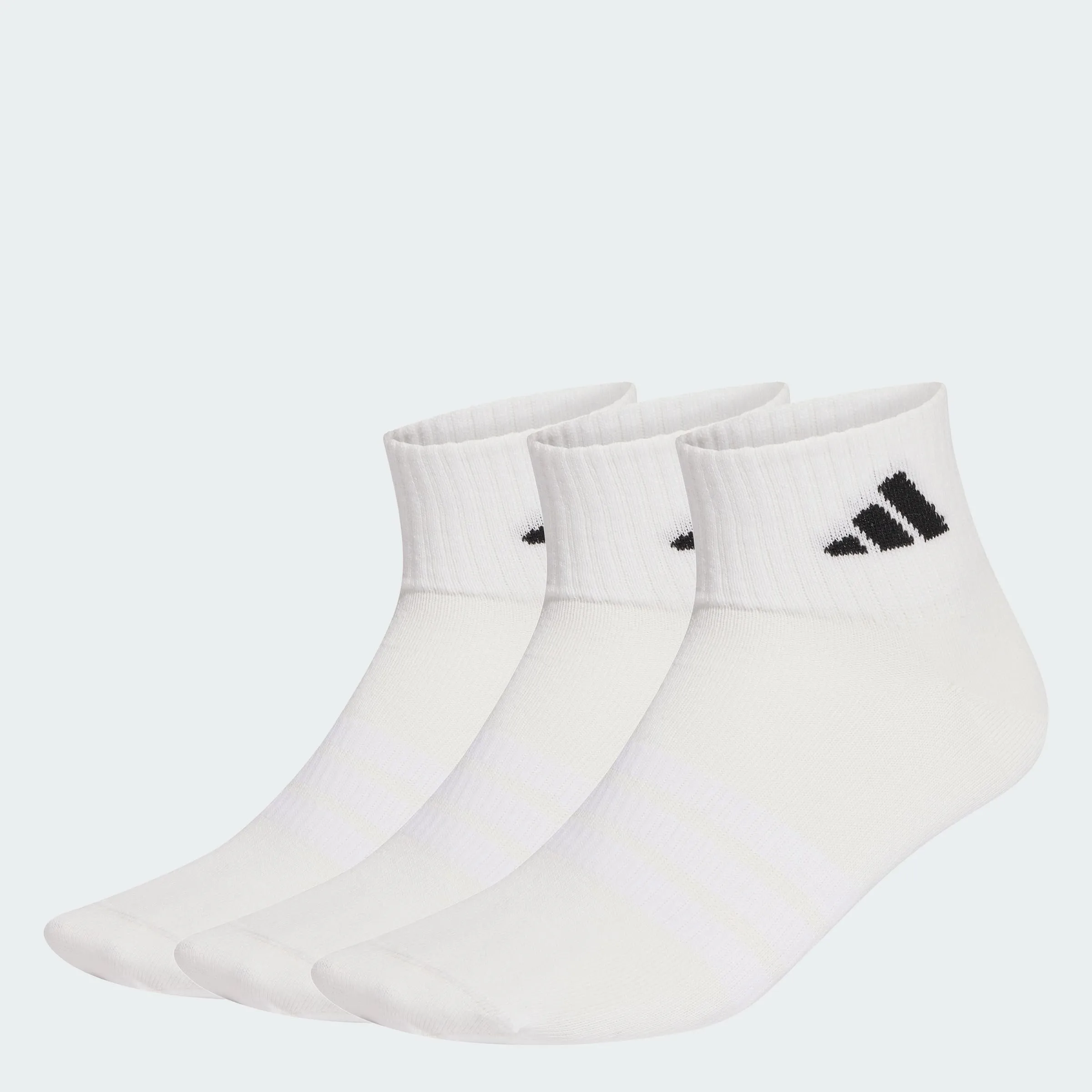adidas Thin&Light Sportswear Ankle Socks, 3 Pair Pack, White/White/Black, 45-48 - immagine 1