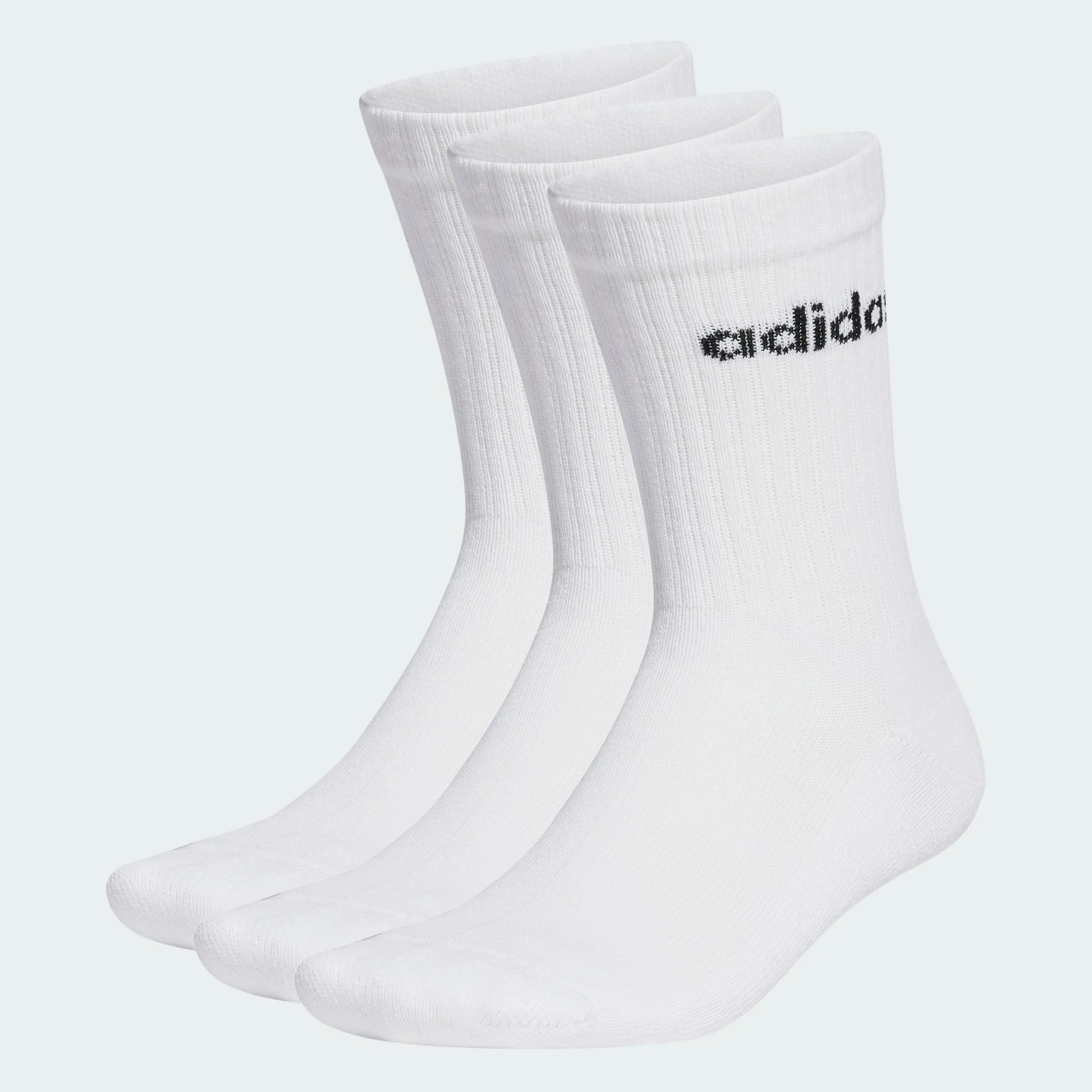 adidas Linear Crew Cushioned Socks, 3 Pairs, White / Black, 37-40 - immagine 2