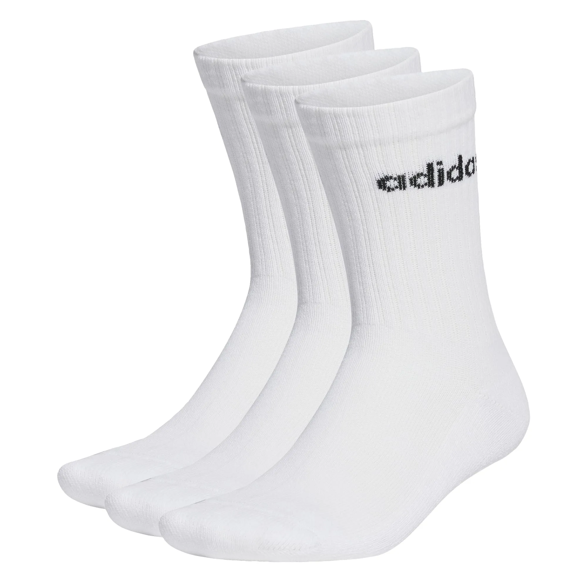 adidas Linear Crew Cushioned Socks, White / Black, 45-48, 3 Pairs - immagine 3