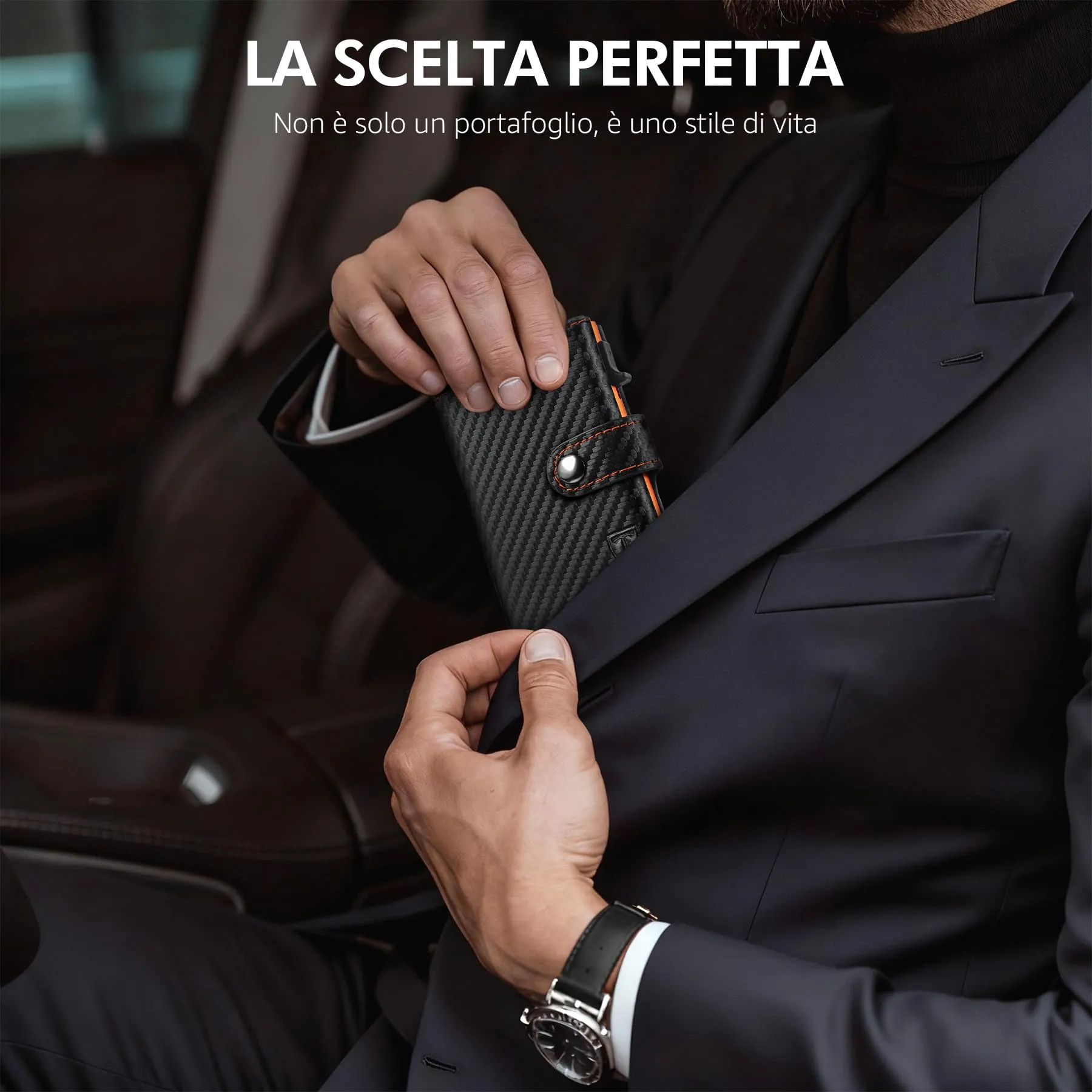 TENBST Portafoglio Unisex in Fibra di Carbonio con Protezione RFID e Porta Carte per 10 Carte - immagine 6