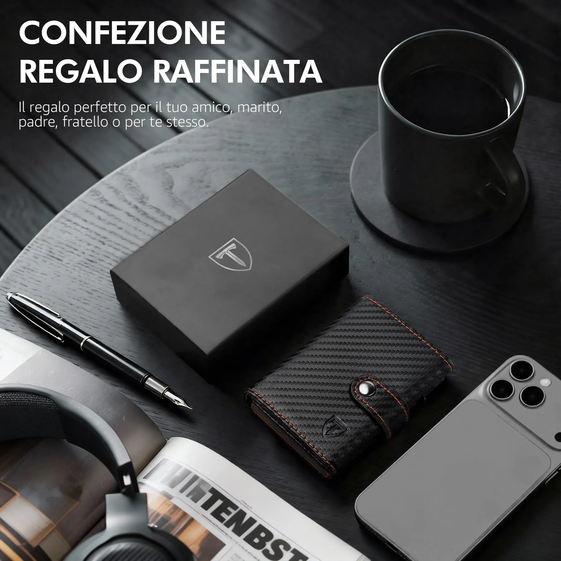 TENBST Portafoglio Unisex in Fibra di Carbonio con Protezione RFID e Porta Carte per 10 Carte - immagine 7