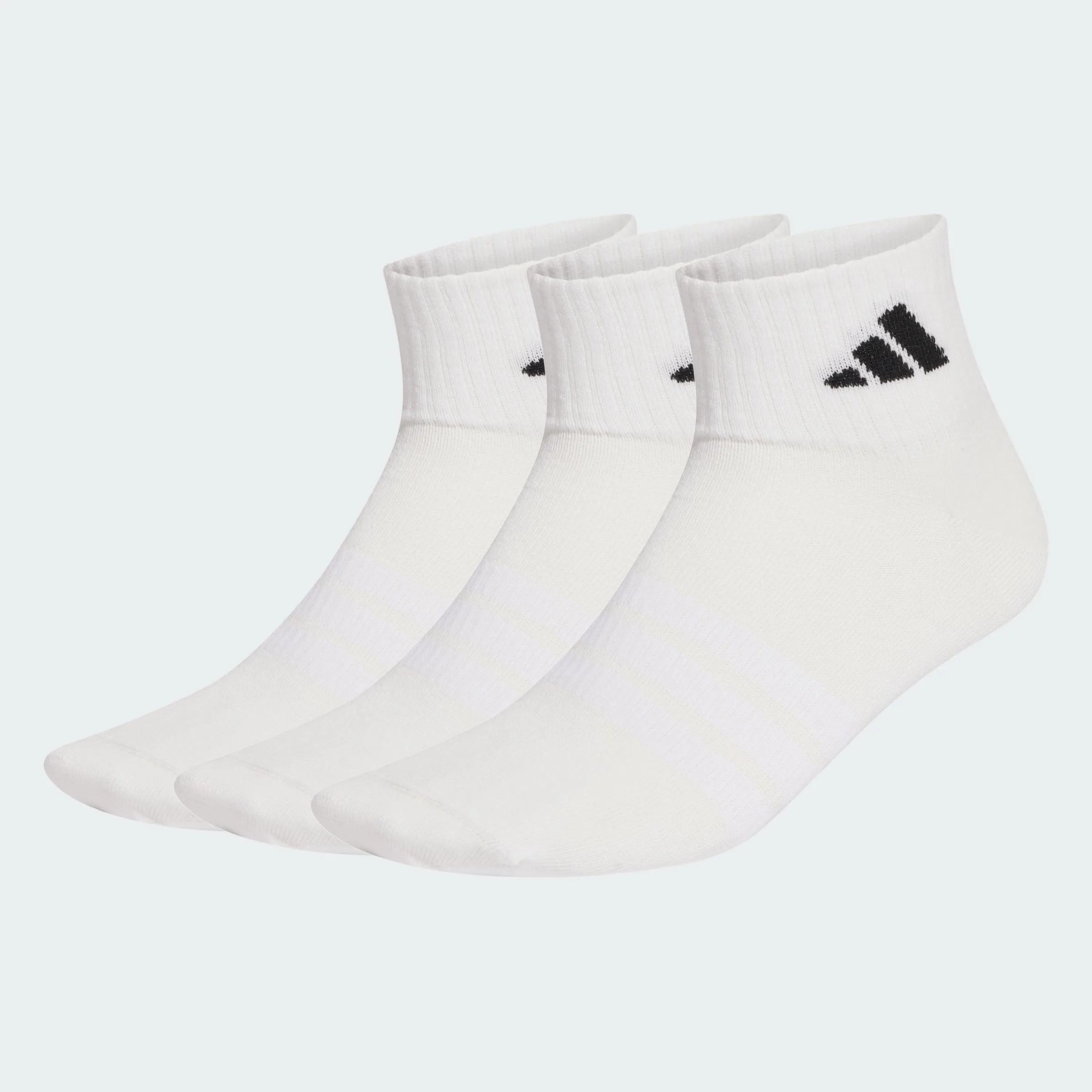 adidas Thin&Light Sportswear Ankle Socks, 3 Pair Pack, White/White/Black, 34-36 - immagine 3