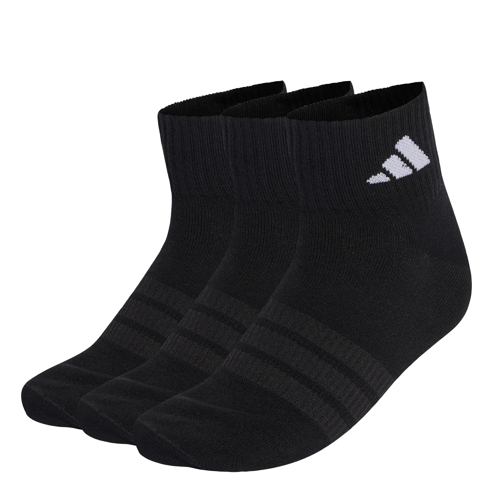 adidas Thin&Light Sportswear Ankle Socks, 3 Pair Pack, Black/Black/White, 6-7 Years - immagine 6