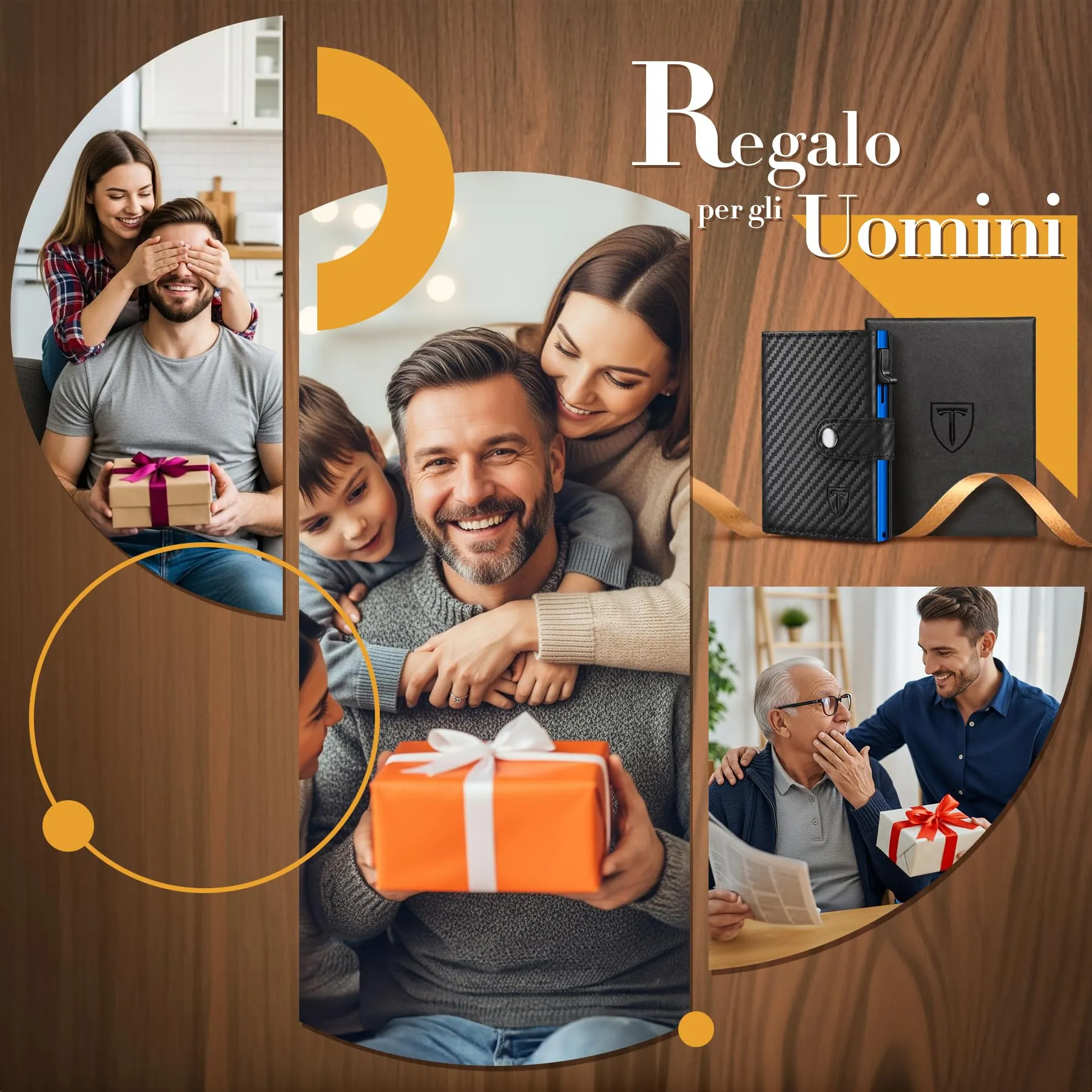 TENBST Portafoglio da uomo HW0028 Blu - immagine 7