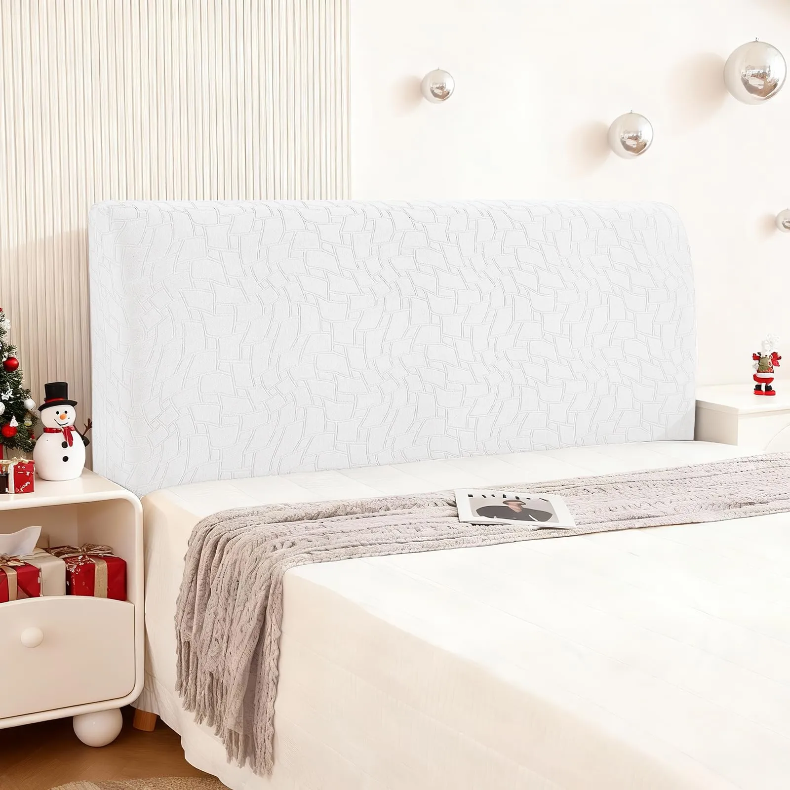 Ystyle Copri Testiera Letto Elasticizzata Universale, 150cm, Bianco Sporco - immagine 1