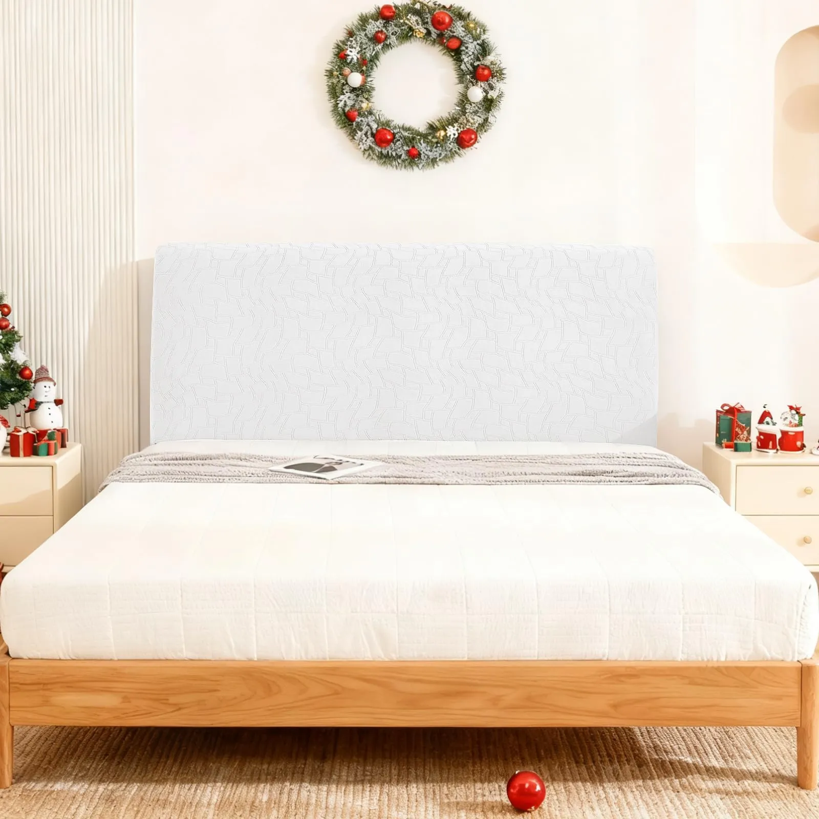 Ystyle Copri Testiera Letto Elasticizzata Lavabile e Antipolvere, 200cm, Bianco Sporco - immagine 3