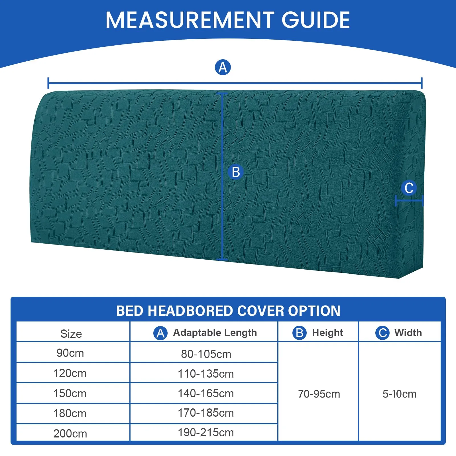 Ystyle Copri Testiera Letto Elasticizzata e Lavabile, 180cm, Verde Scuro - immagine 2