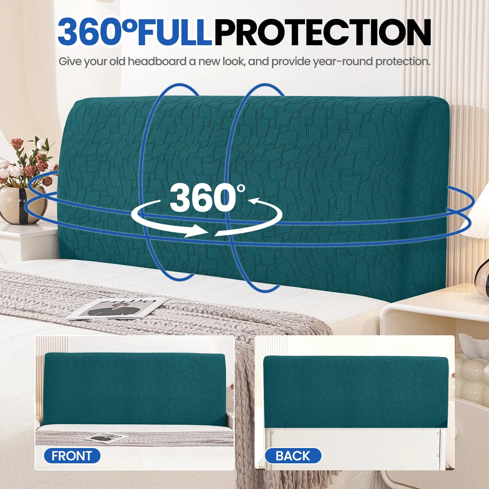 Ystyle Copri Testiera Letto Elasticizzata e Lavabile, 180cm, Verde Scuro - immagine 6