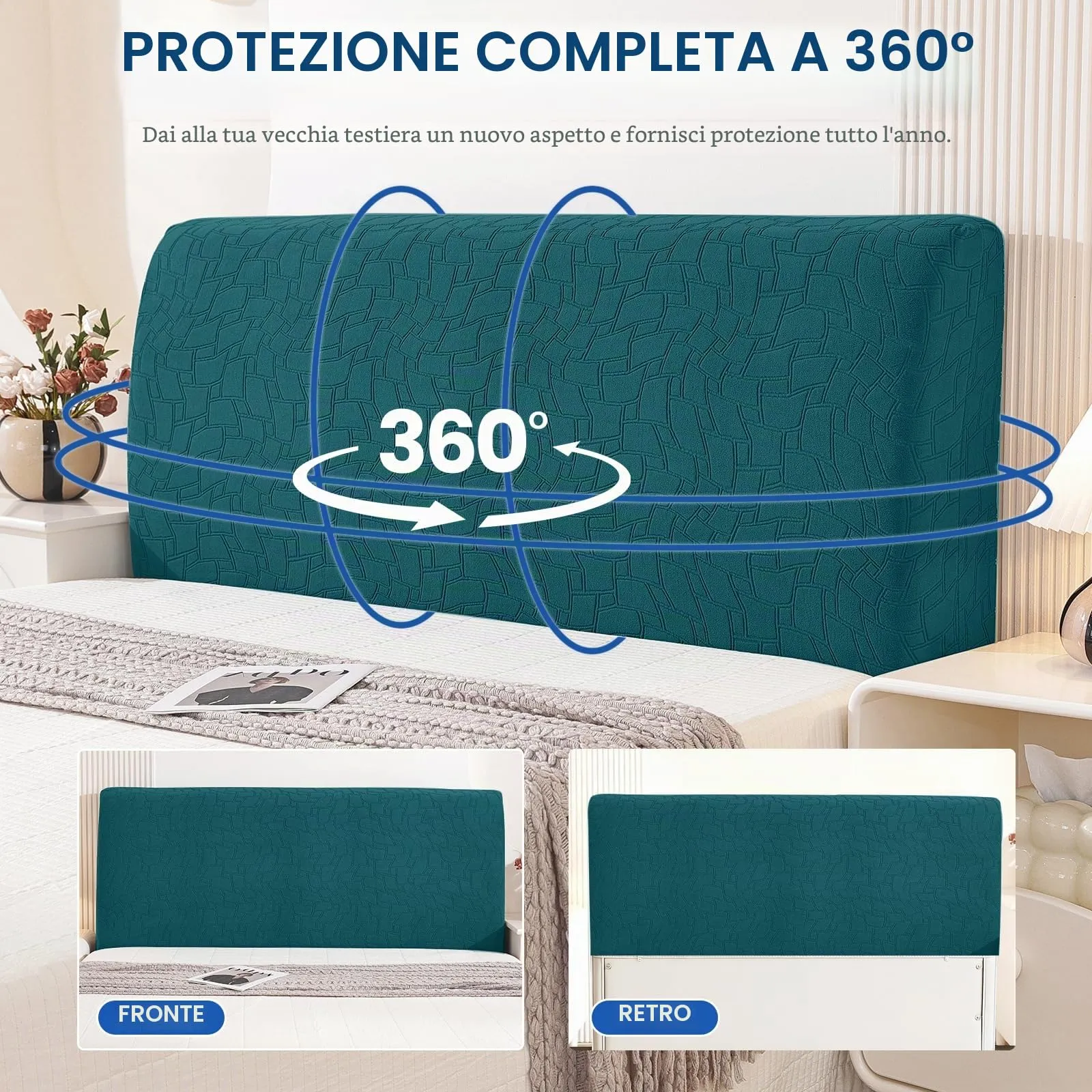 Ystyle Copri Testiera Letto Elasticizzata Lavabile e Antipolvere, 120cm, Verde Scuro - immagine 6