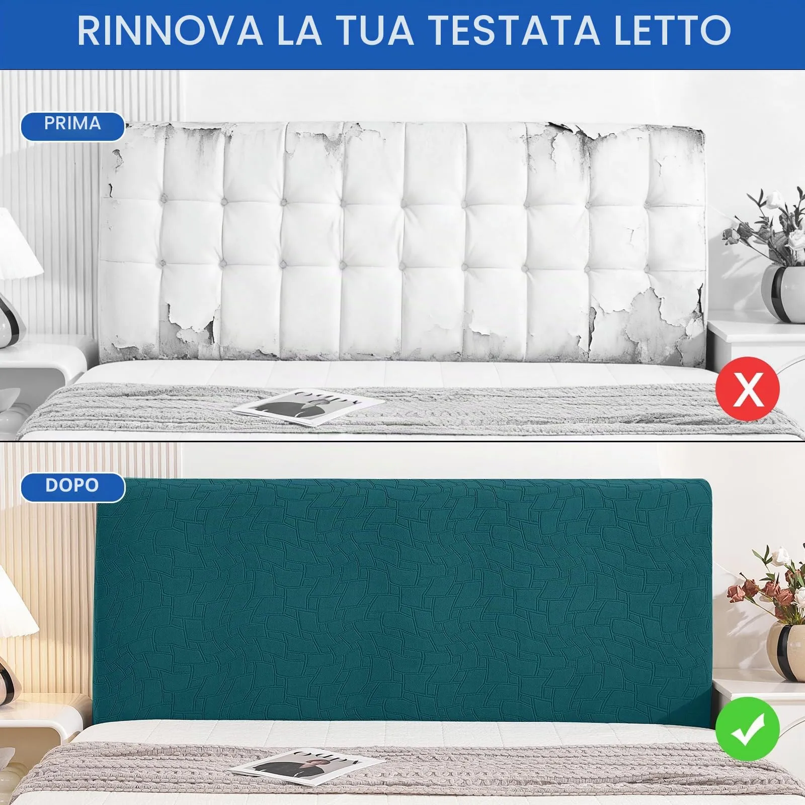 Ystyle Copri Testiera Letto Elasticizzata Lavabile e Antipolvere, 120cm, Verde Scuro - immagine 7