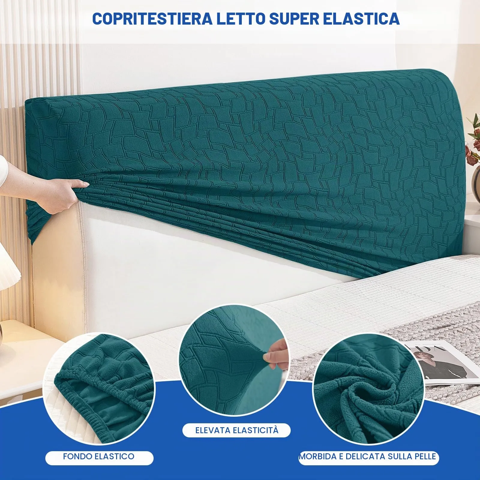 Ystyle Copri Testiera Letto Elasticizzata Universale, 90cm, Verde Scuro - immagine 5