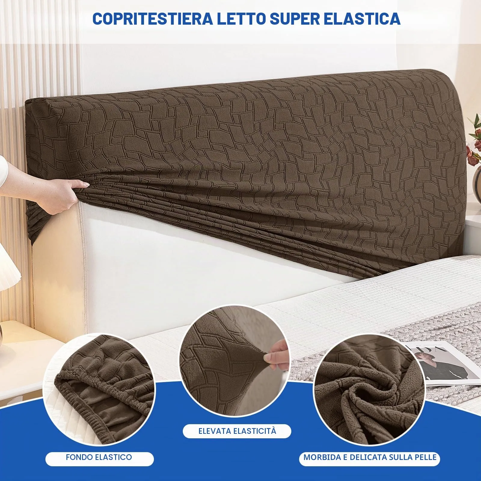 Ystyle Copri Testiera Letto Elasticizzata Universale, 180cm, Marrone - immagine 5
