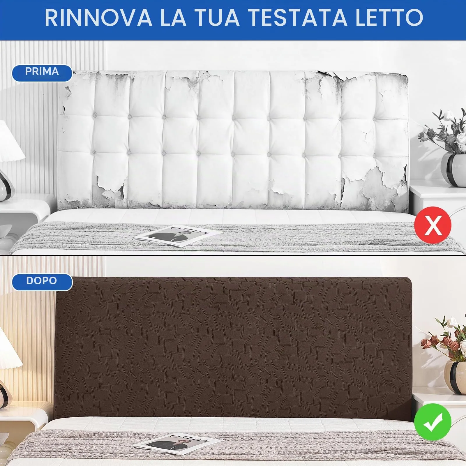 Ystyle Copri Testiera Letto Elasticizzata Lavabile Universale, 90cm, Caffè Chiaro - immagine 7