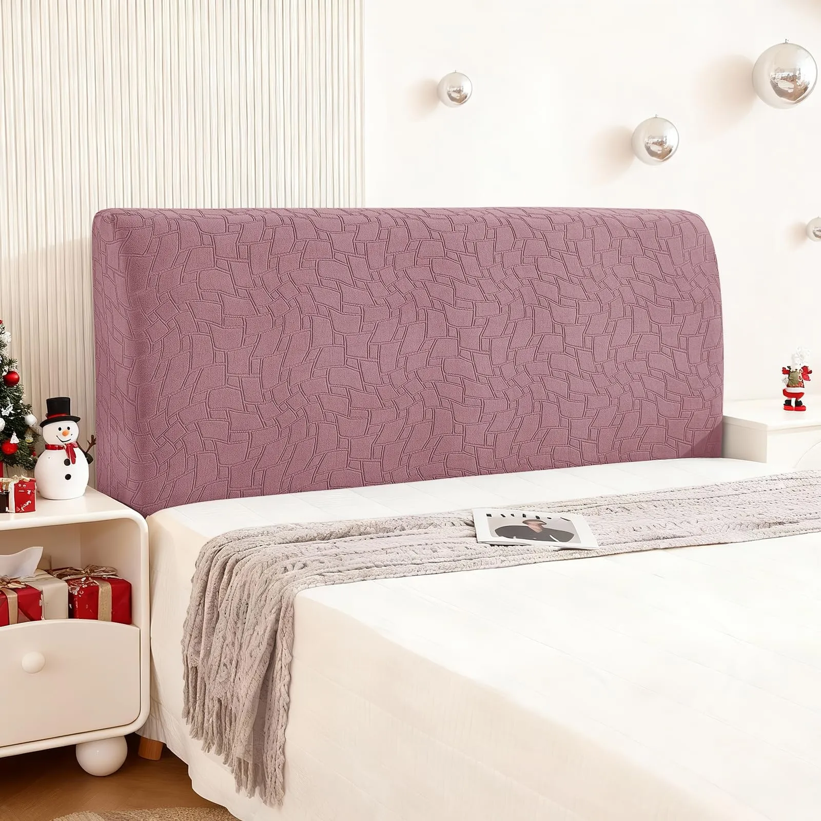 Ystyle Copri Testiera Letto Elasticizzata Universale Lavabile, 150cm, Grigio Rosa - immagine 1