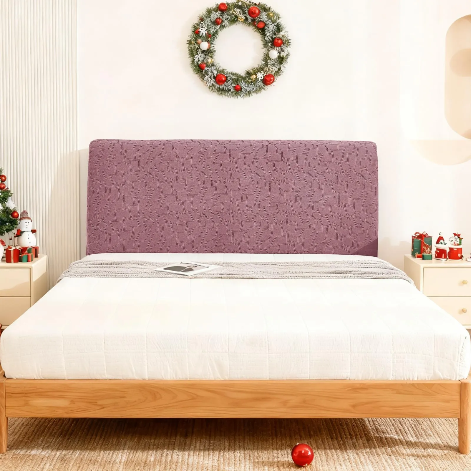 Ystyle Copri Testiera Letto Elasticizzata Universale Lavabile, 150cm, Grigio Rosa - immagine 3